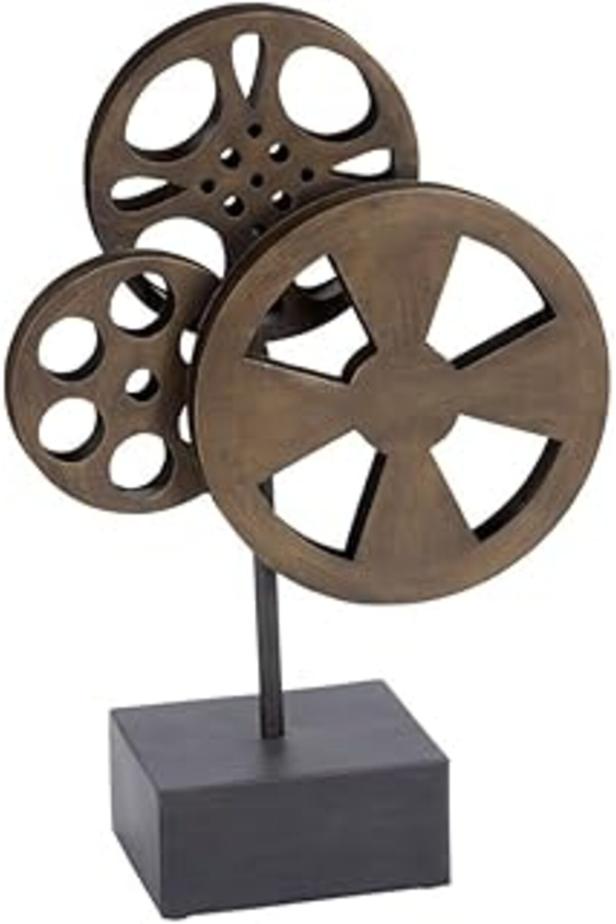 ASİTAN Deco 79 Metal Film Makaraları Heykel, 11" X 5" X 16", Kahverengi