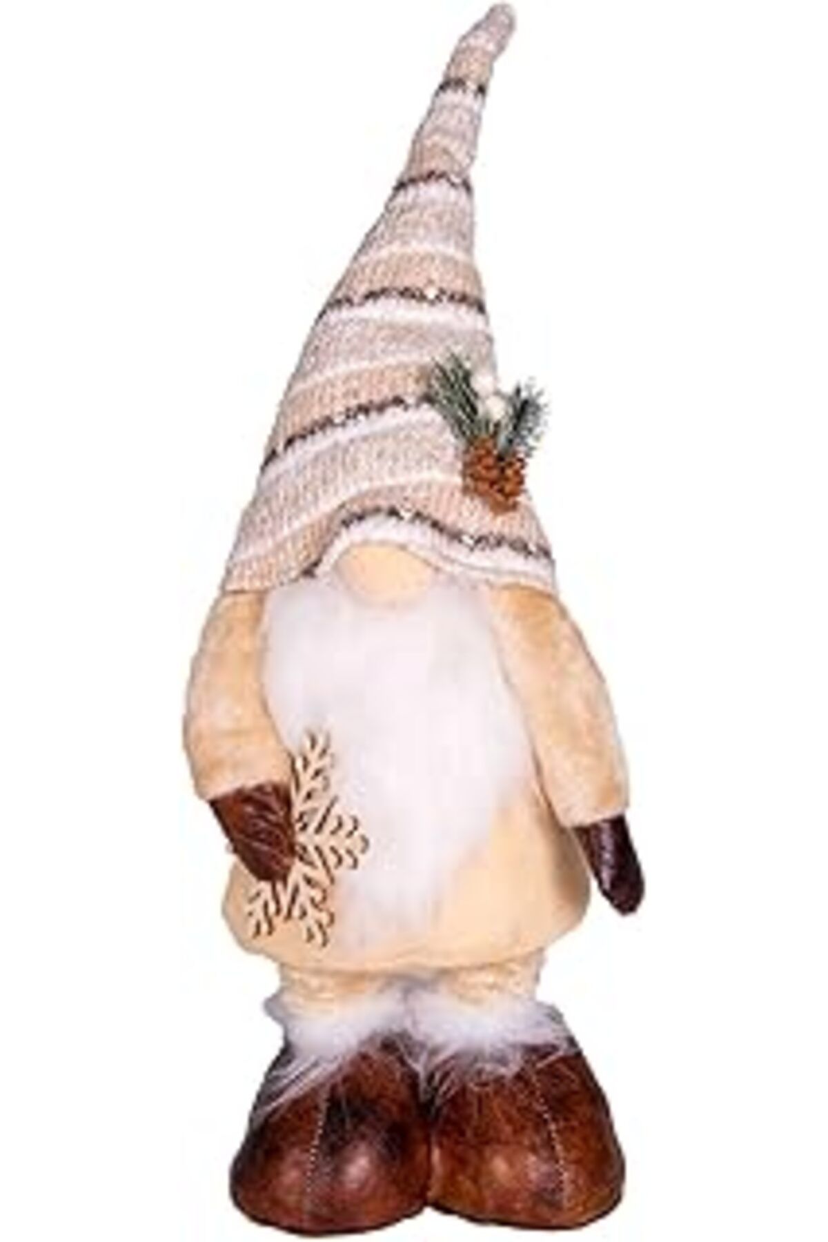 ASİTAN Herdekora Yılbaşı Süsü Noel Baba Figürü Teleskop Uzayan Bacaklı Krem-Kahverengi 21X15X83 Cm.