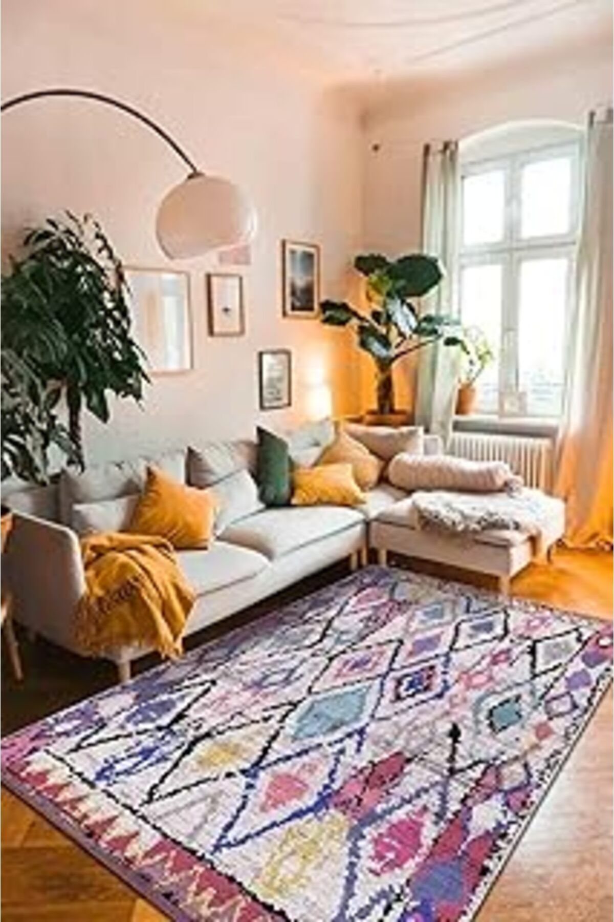 ASİTAN Depoba Cora Kadife Kilim Desen Kaymaz Pamuk Tabanlı Yıkanabilir Antibakteriyel Salon Halısı 80X300