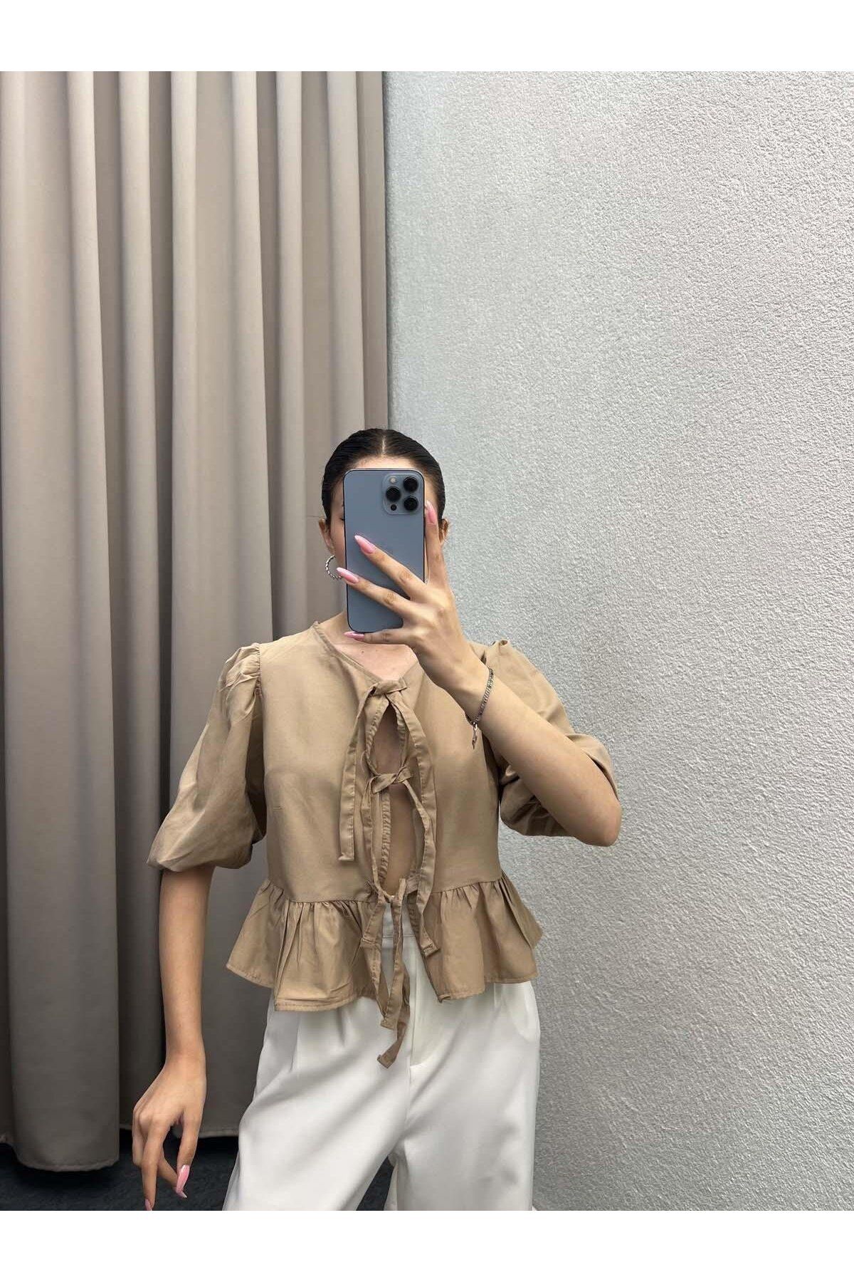 Butik Önü Bağlamalı Bluz