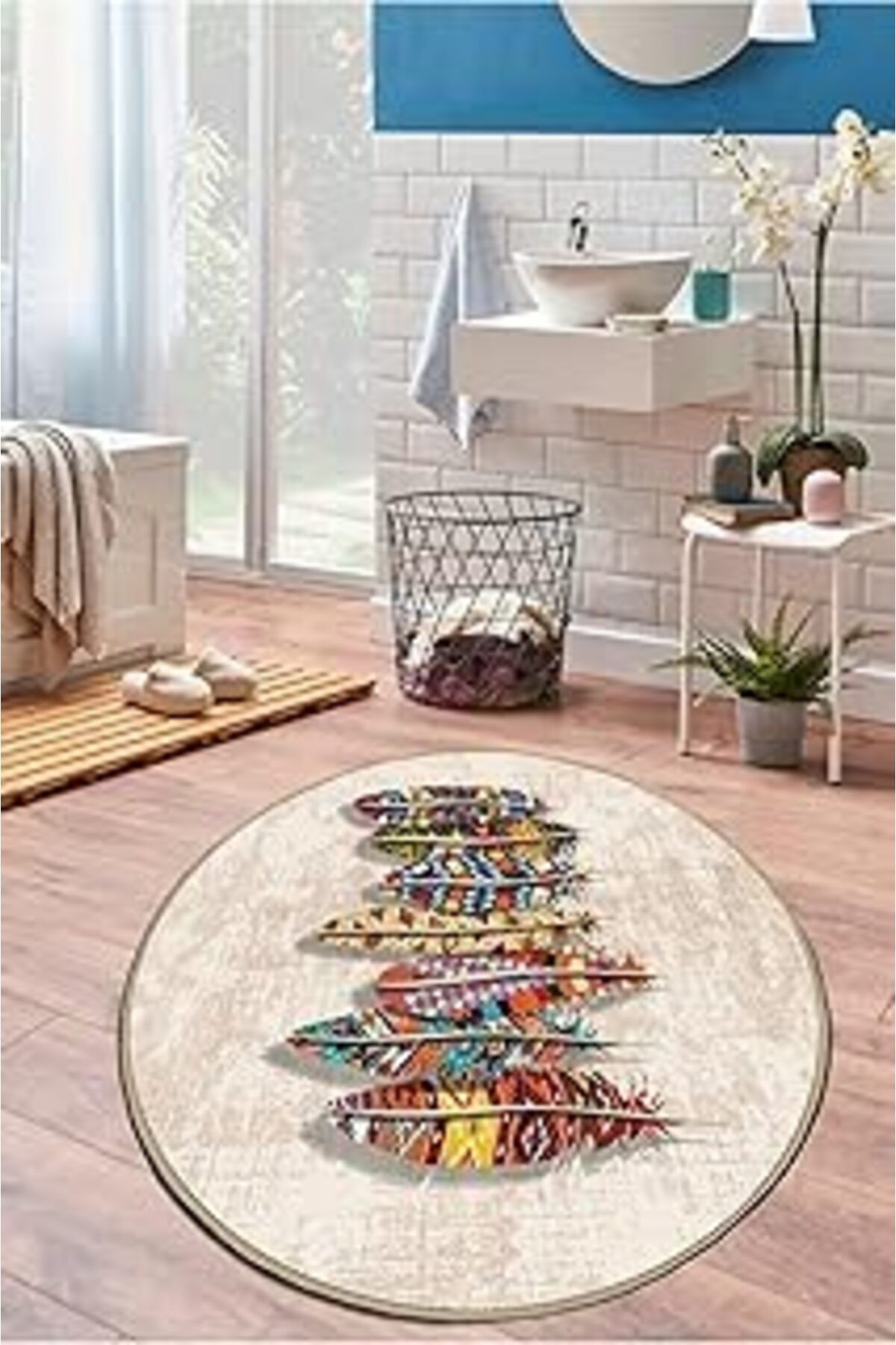 ASİTAN Chilai Home Rovny Çap 100X100 Cm Banyo Halısı Djt