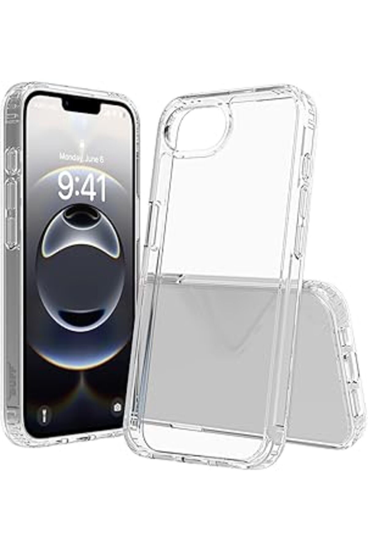 Qedii Buff Labs Iphone 16E Ile Uyumlu Air Hybrid Darbe Emici Tpu + Pc Şeffaf Kılıf