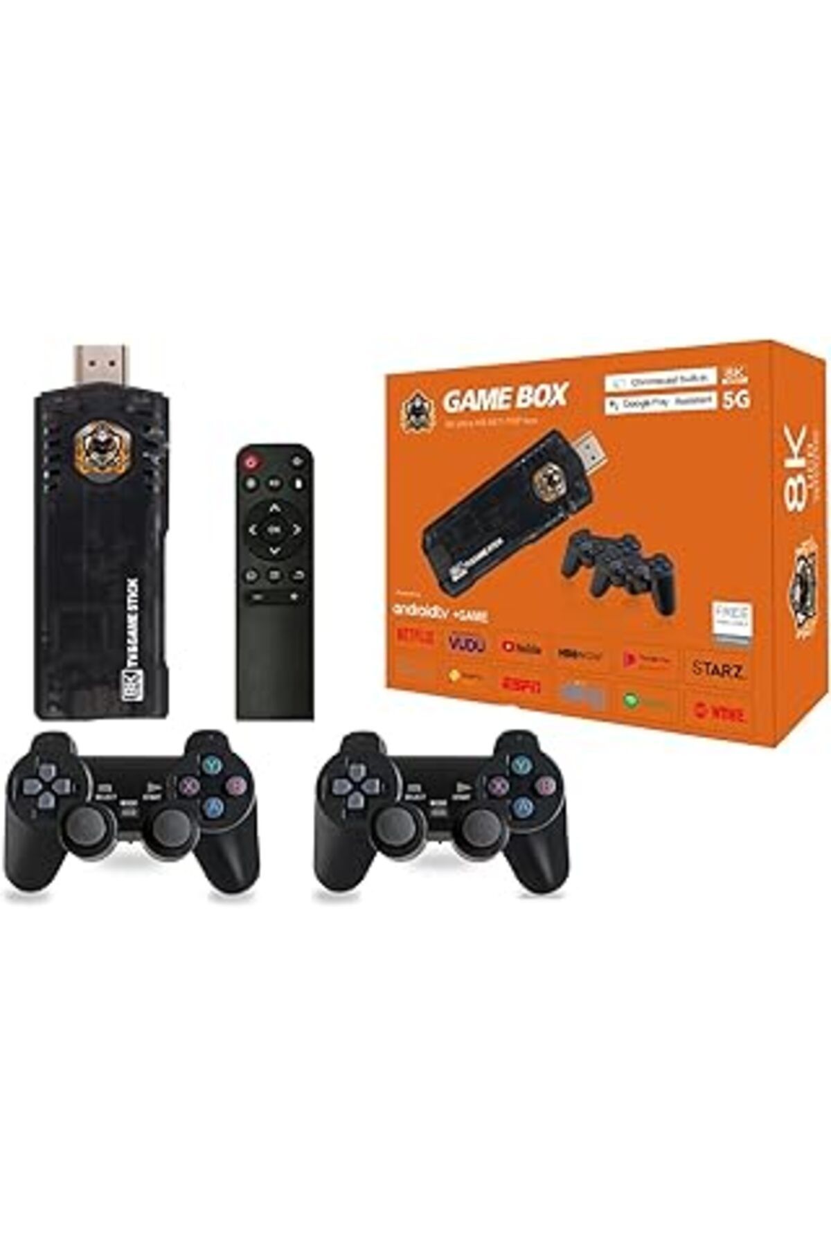 NETWORK ART Gamebox 8K Ultra Hd Retro Tv Oyun Makinesi 2.4G Kablosuz Gamepad Android Tv Stick Ve Gamebox İkisi