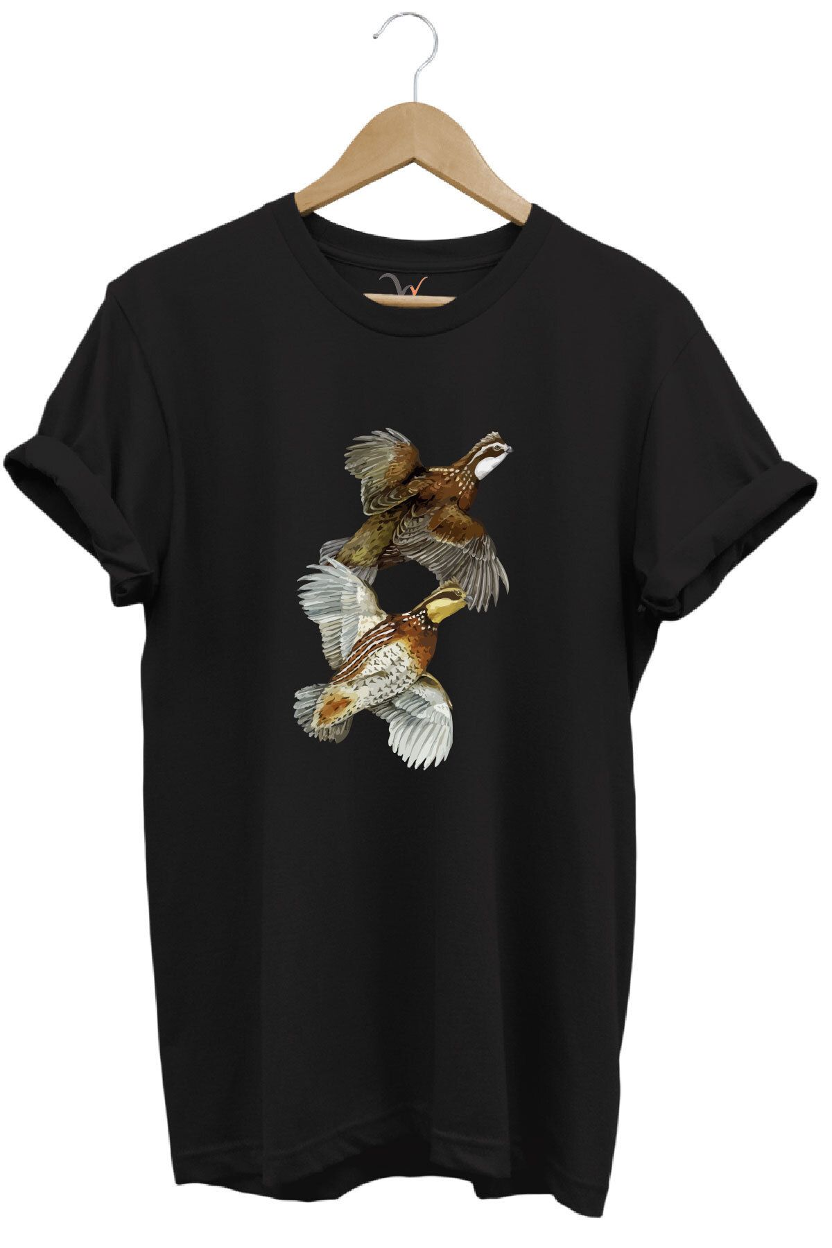 WİDİ Avcılık Hunter Keklik Kuşları Tasarımlı %100 Pamuk Regular Fit T-Shirt