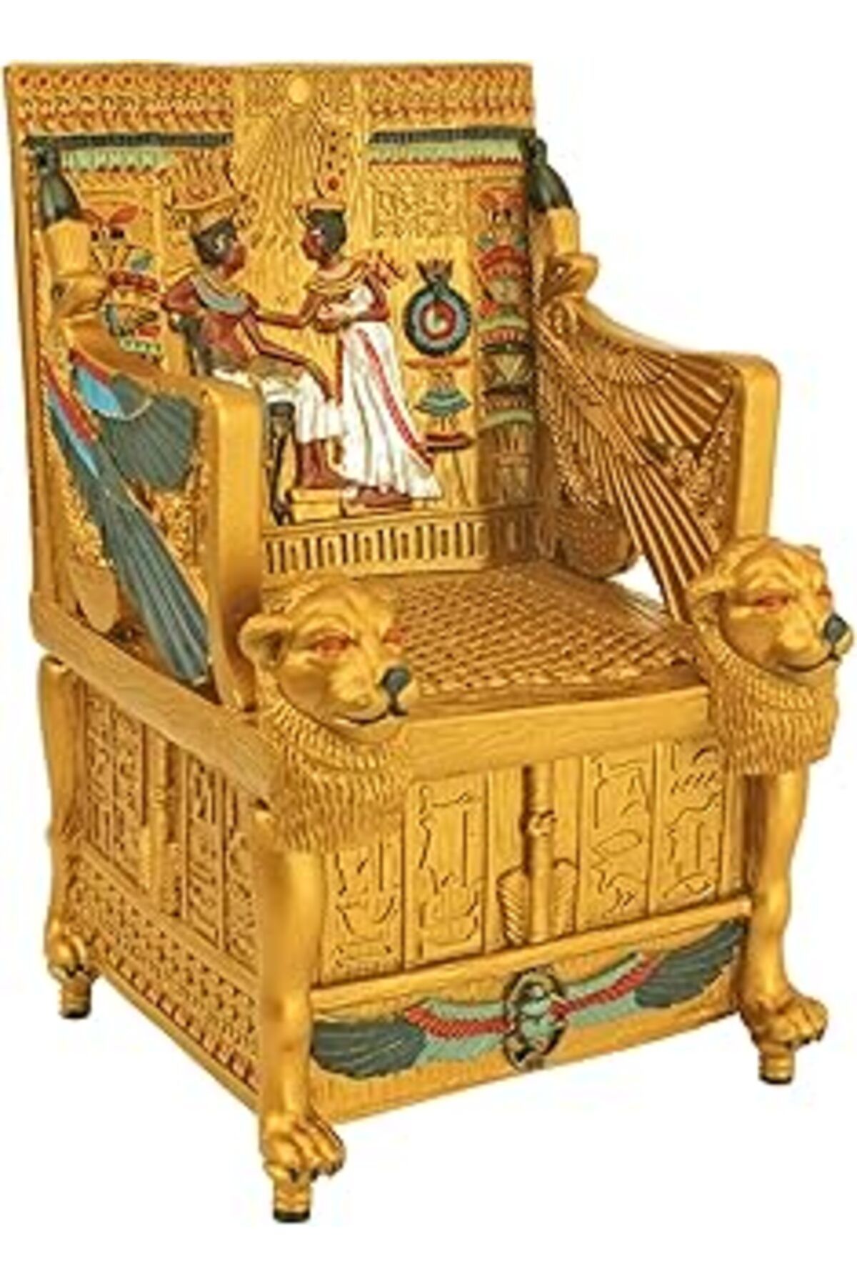ASİTAN Design Toscano Mısır Dekorlu Takı Kutusu - King Tut Thron Jewelry Box - Mısır Heykelleri