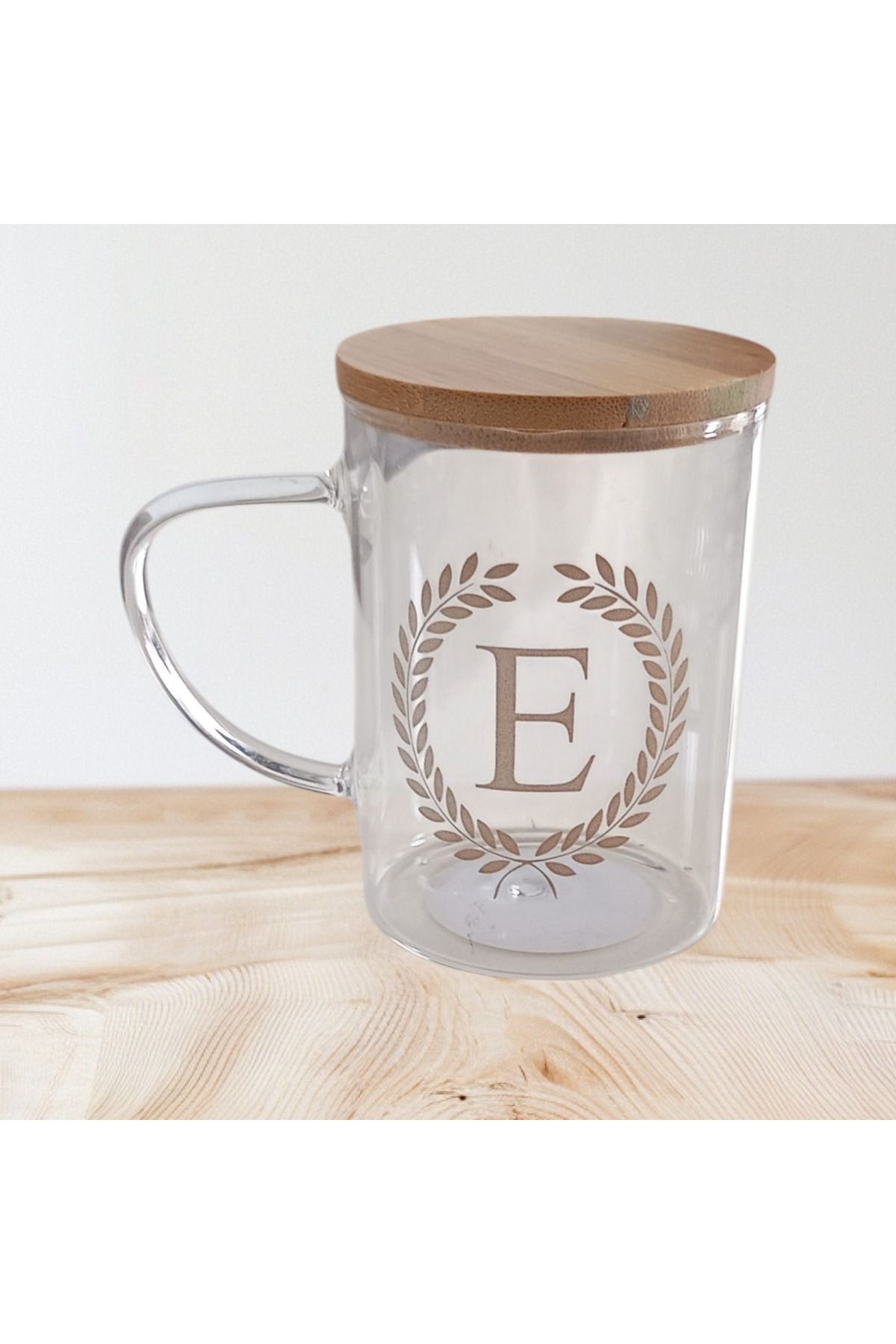 EGE HOME STORE Kişiye Özel Harfli Bardak Gold Yazılı (E) Harfi