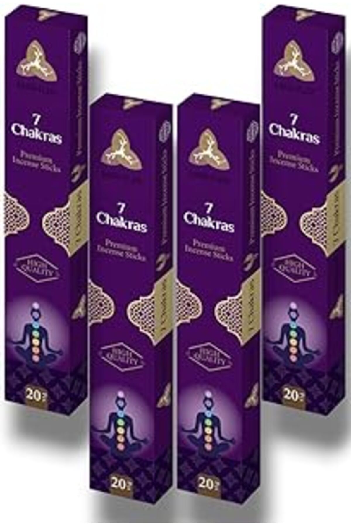 Mu Art Ahşap Mahur 7 Çakra Kokulu Premium Tütsü Çubukları,Çok Al, Az Öde, 4 Kutu - 80 Adet Tütsü