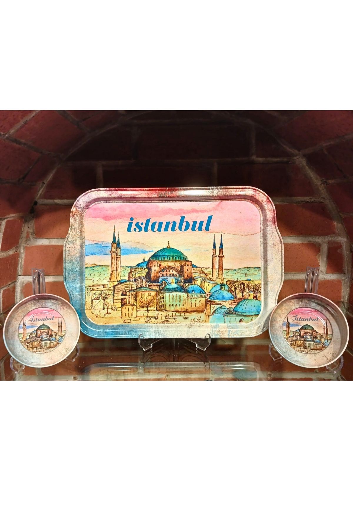 Koza Çerezlikli Metal Tepsi Takımı