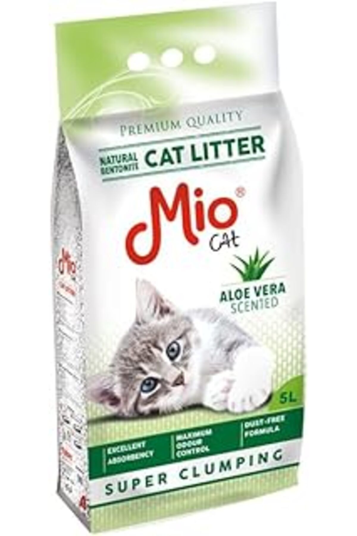 Mu Art Ahşap Mio Kedi Kumu, 5 Lt. Aloe Vera Kokulu Bentonit, Kalın