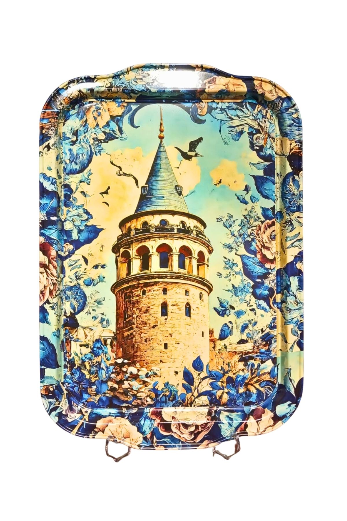 Koza Desenli Kırılmaz Metal Tepsi 32x23
