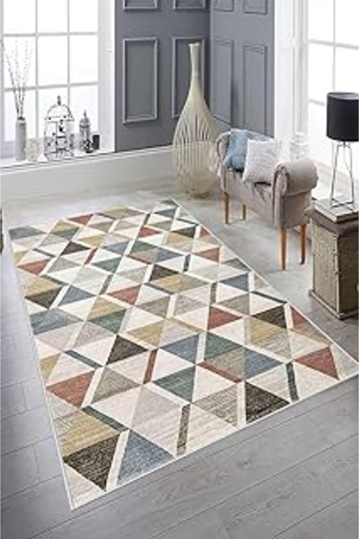 ASİTAN Dot Taban Kaymaz Halı Dekoratif Halı Renkli Halı Fnl-237 230324-Fnl-237-Slnw50X80