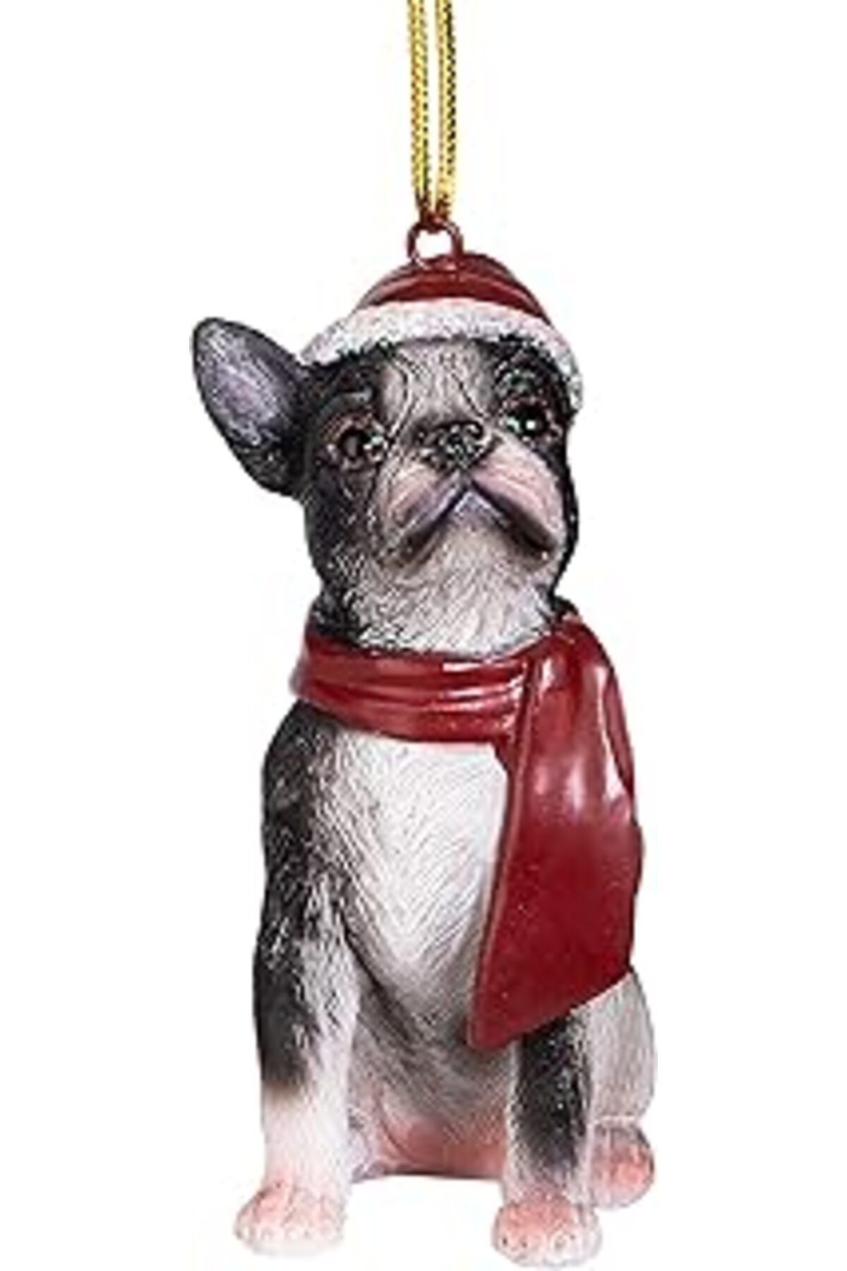 ASİTAN Design Toscano Boston Terrier Bayram Köpeği Noel Ağacı Süsü Noel Dekorasyonu, Poliresin, Tam Renkli