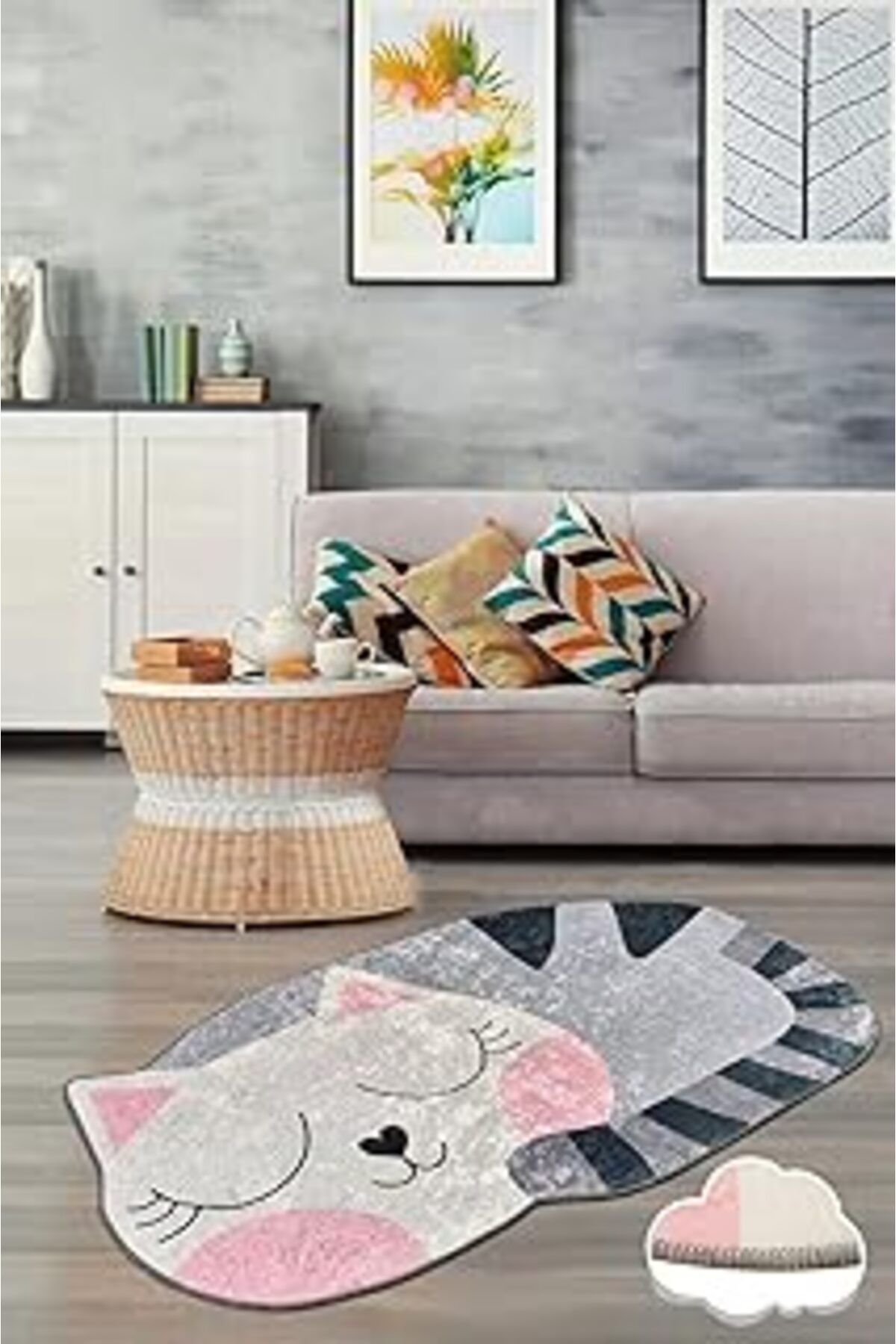ASİTAN Chilai Home Bıg Dekoratif Halı, Kaymaz Halı, Yıkanabilir., 60 X 100