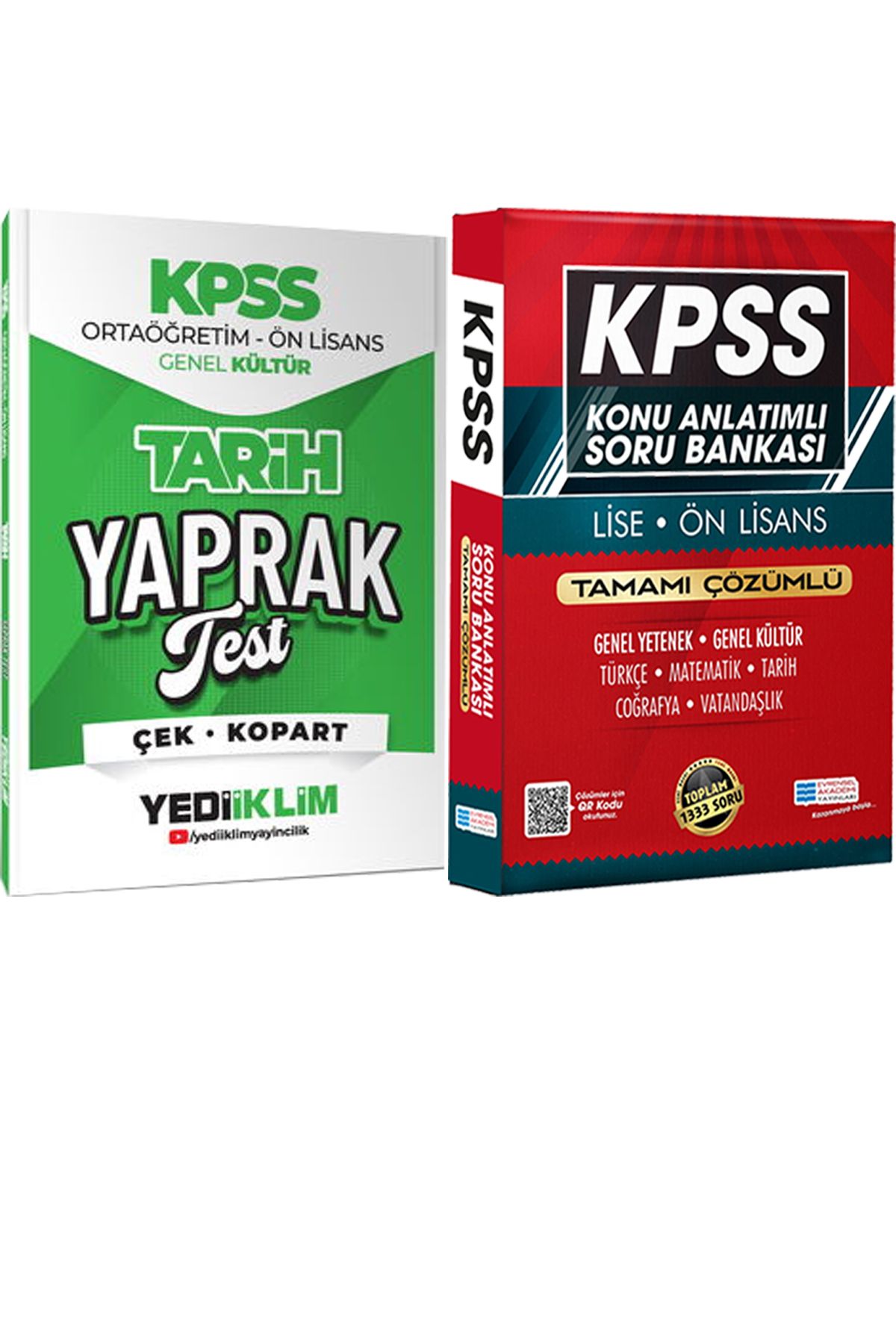 Yediiklim Yayınları 2026 KPSS Ortaöğretim Ön Lisans Tarih Çek Kopart Yaprak Test + Lise Önlisans Konu Ant. Soru