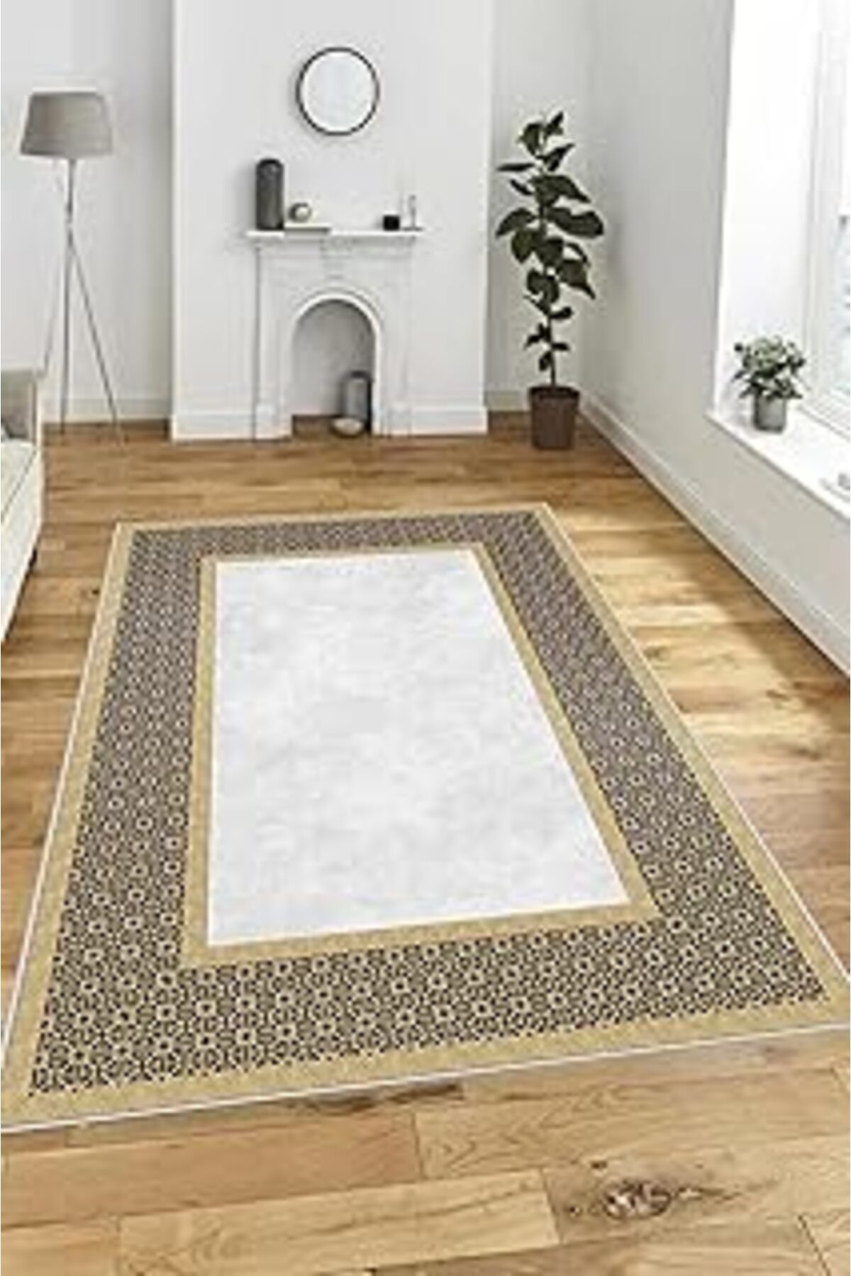 ASİTAN Dekoratif Kaymaz Taban Halı Çerçeve Desen Fnl-102 230324-Fnl-102-Slnw50X80