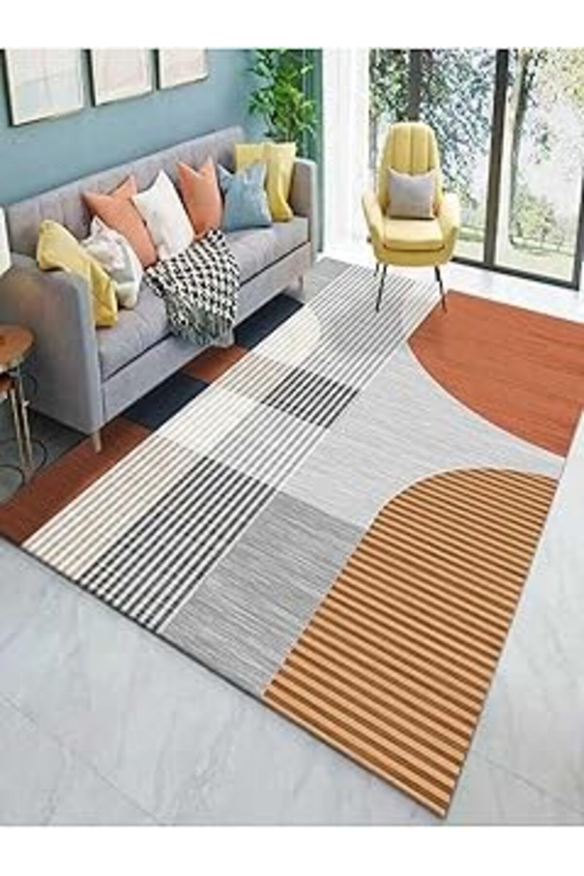 ASİTAN Dekoratif Halı Kaymaz Taban Yıkanabilir Salon Halısı Koridor Mutfak Halısı Mir-16 50x80mir16333