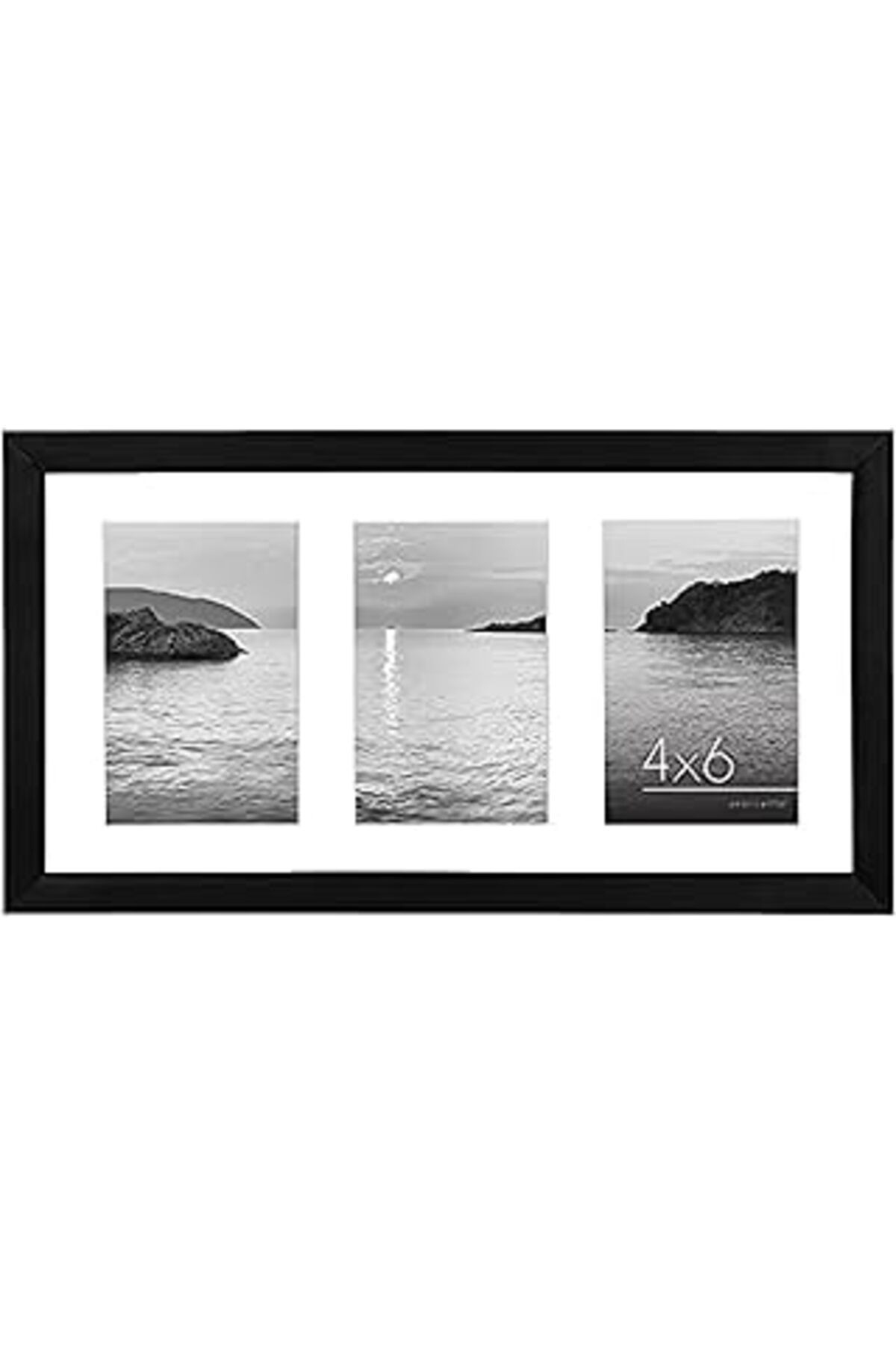 Mu Art Ahşap Americanflat (8X14 Black Frame With 3 4X6 Openings) - 20Cm X 36Cm Collage Picture Frame - Display T
