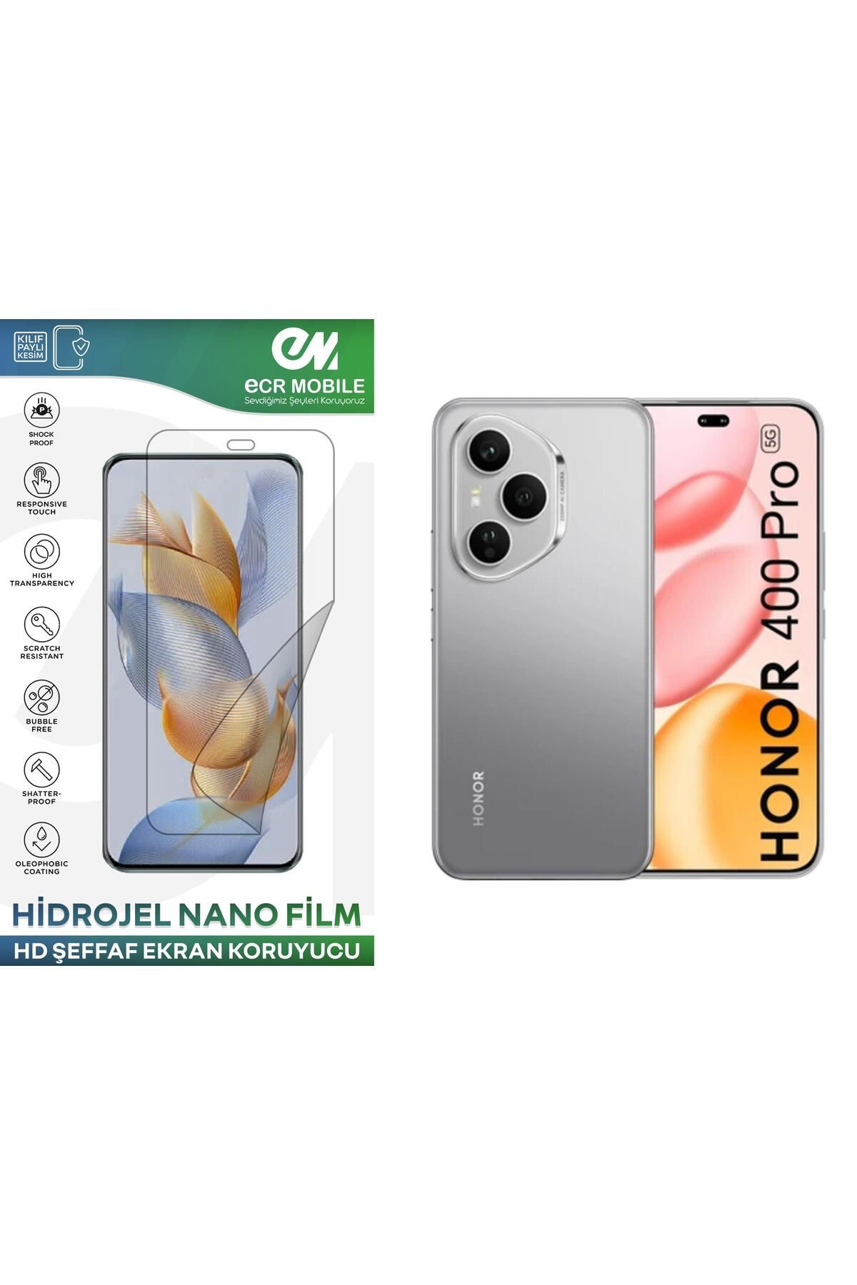 ECRMOBILE Honor 400 Pro ile Uyumlu Hidrojel Ekran Koruyucu Film HD-ŞEFFAF(Tempered Cam Değildir!)