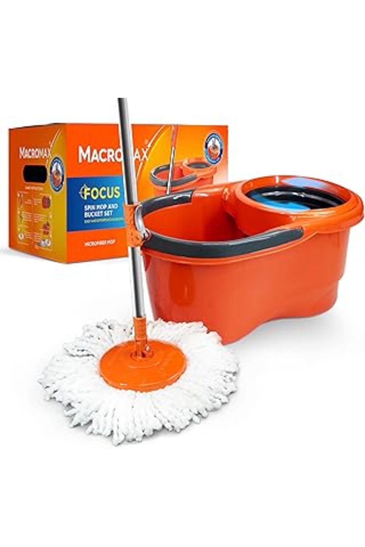 ASİTAN Macromax Focus Otomatik Temizlik Seti, Pedalsız Döner Sıkmalı 360 Başlıklı Mikrofiber Paspas