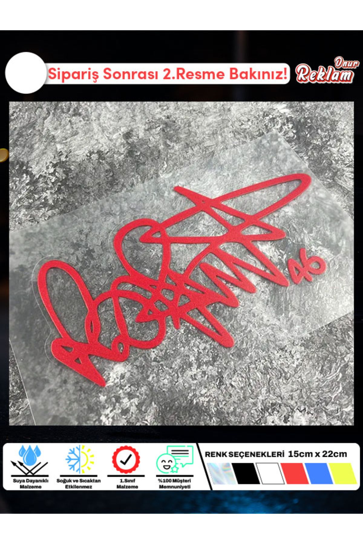 Onur Reklam Valentino Rossi İmza Holografik Sticker – Suya Dayanıklı 15x22 cm