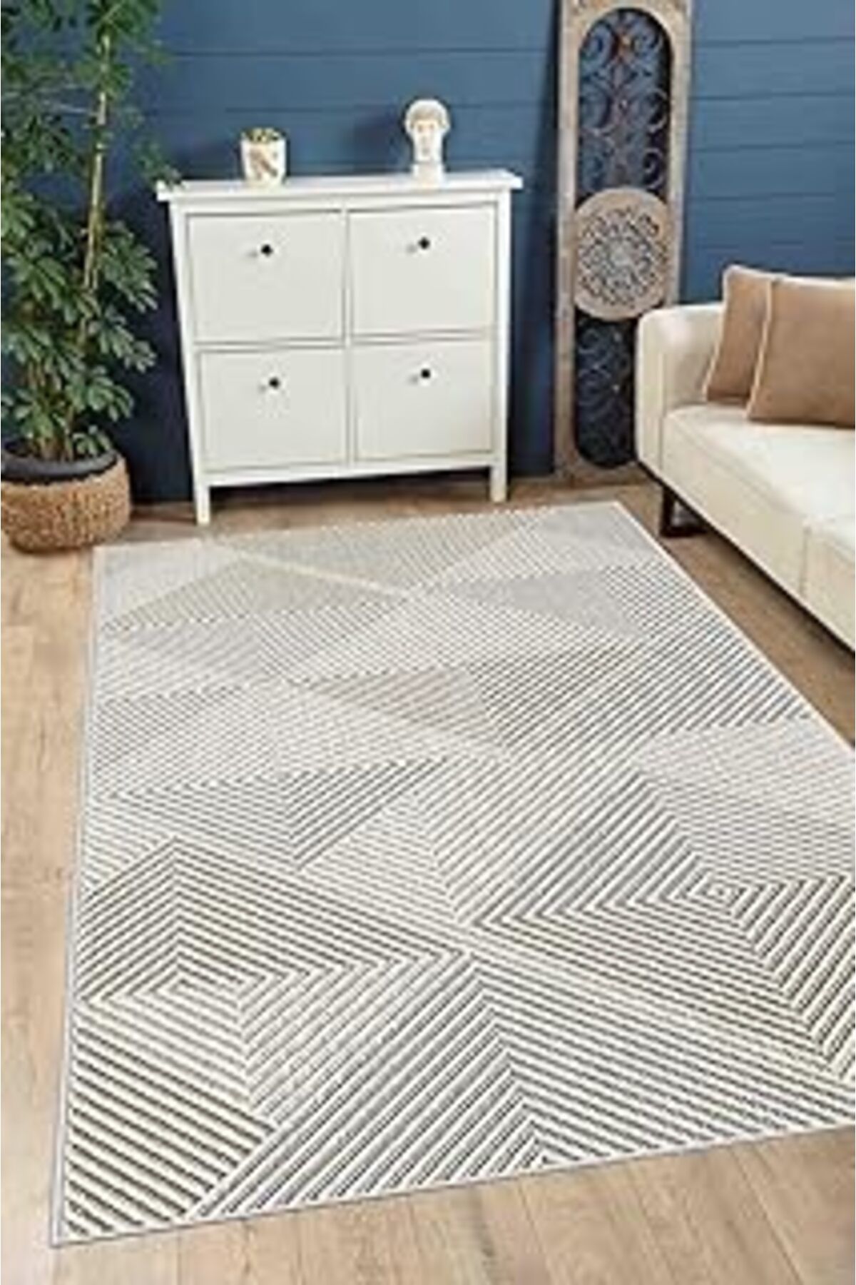 ASİTAN Kaymaz Tabanlı Dekoratif Halı Yıkanabilir Sm-595-1 230324-Sm-595-Slnw50X80