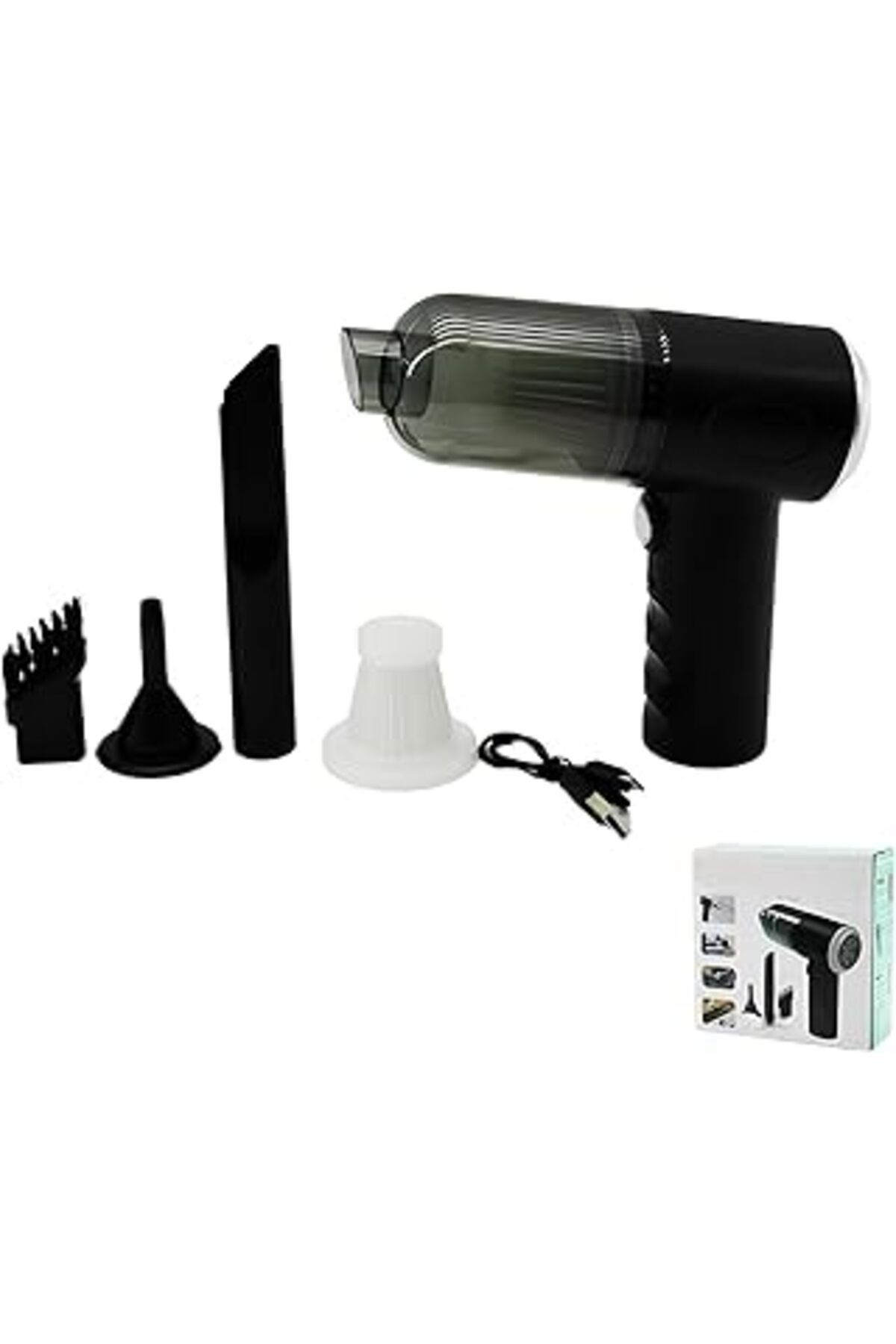 ASİTAN Aee® Şarjlı Araç Süpürgesi V1-120W 5500 Pa 0,1 Lt - Üfleme Özellikli - Mini El Süpürgesi Ofis Oto K