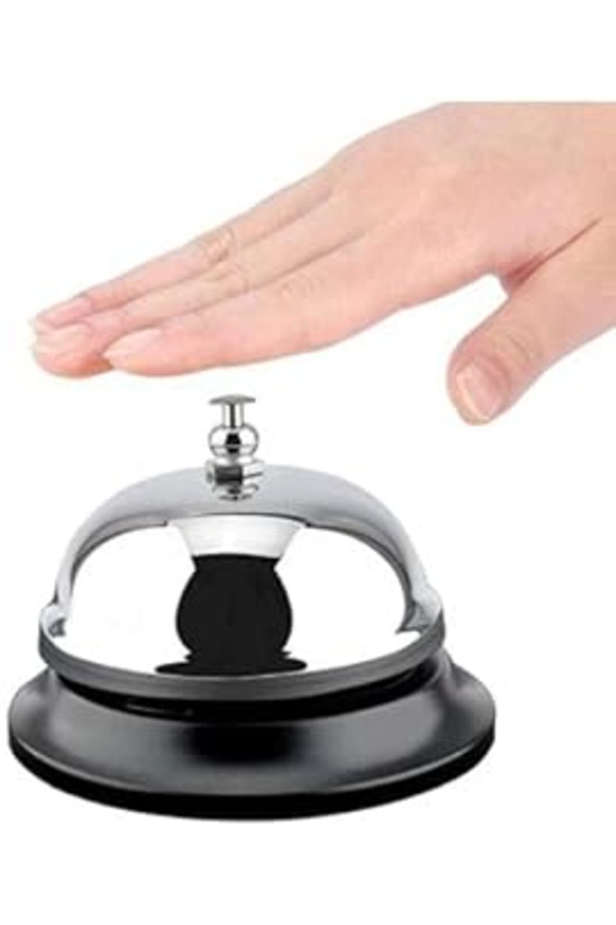 ASİTAN Perlotus Çelik Gümüş Renk Büyük Boy Resepsiyon Otel Zili Masaüstü