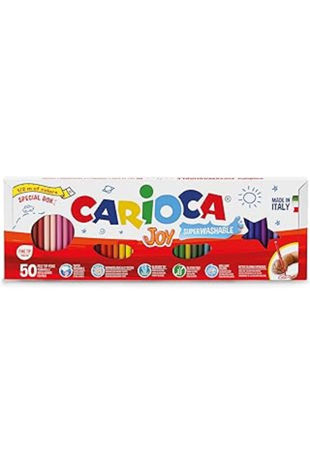 Mu Art Ahşap Carioca Joy Süper Yikanabilir Keçeli Boya Kalemi 50li (1/2 METRE)