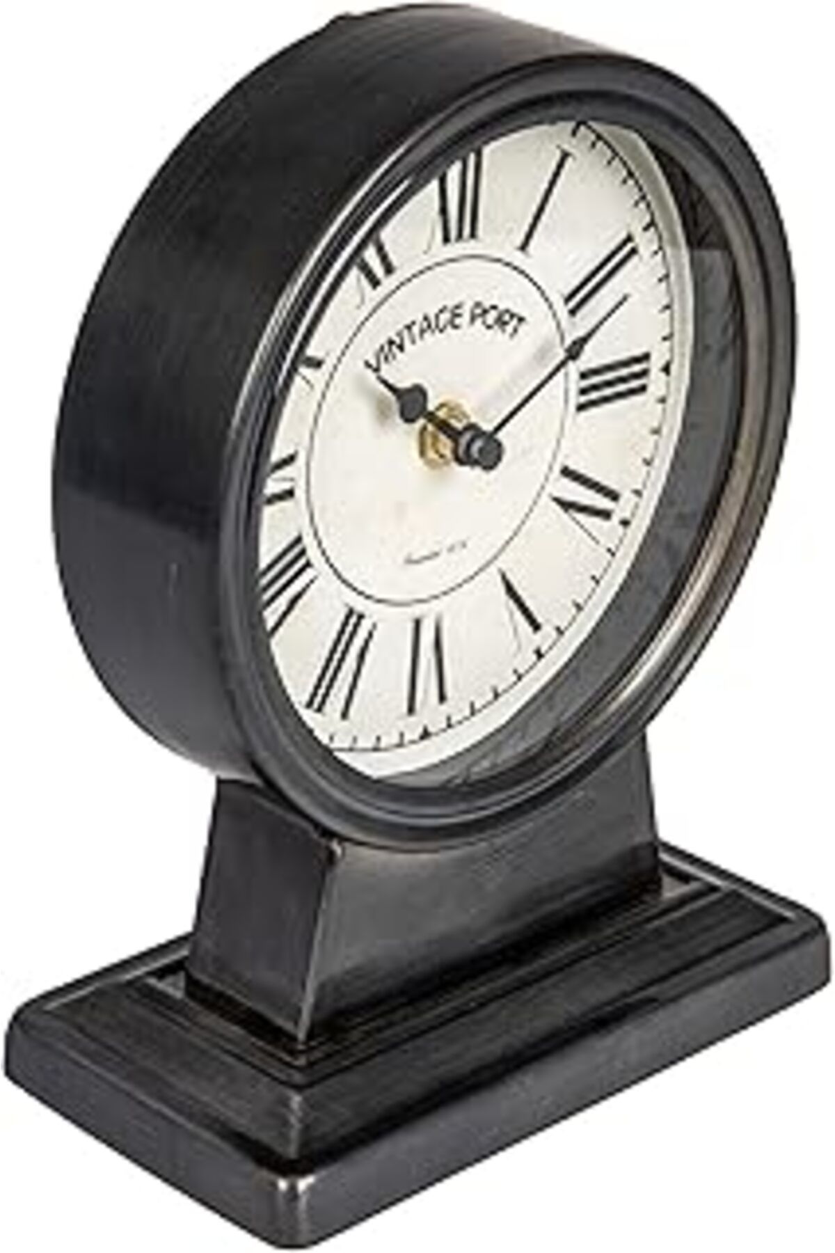 ASİTAN Creative Co-Op Vintage Metal Mantel Saat, Gunmetal Siyah