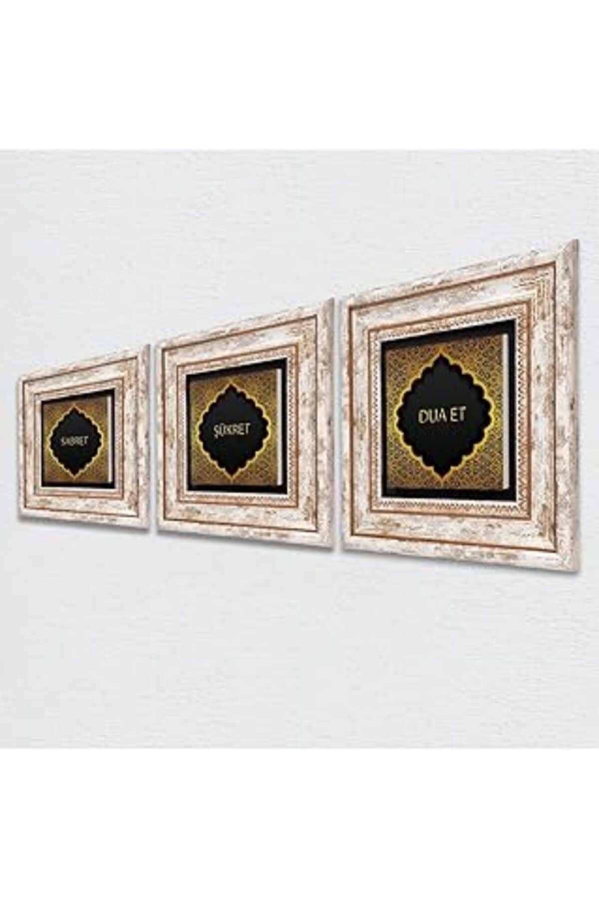 ASİTAN Pinecone Dua Et, Şükret, Sabret Taş Duvar Tablosu - Çerçeveli Taş Tablo - Dekoratif Duvar Sanatı -