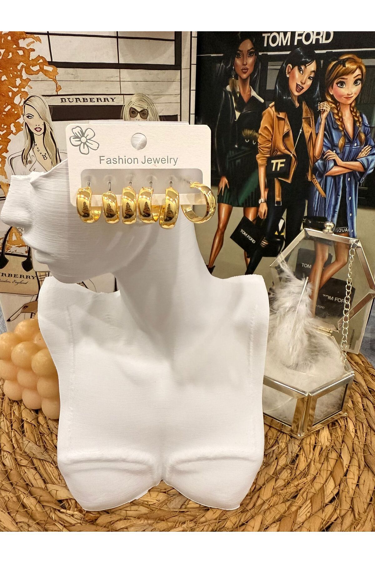 MODA TT Çoklu çelik Gold halka küpe