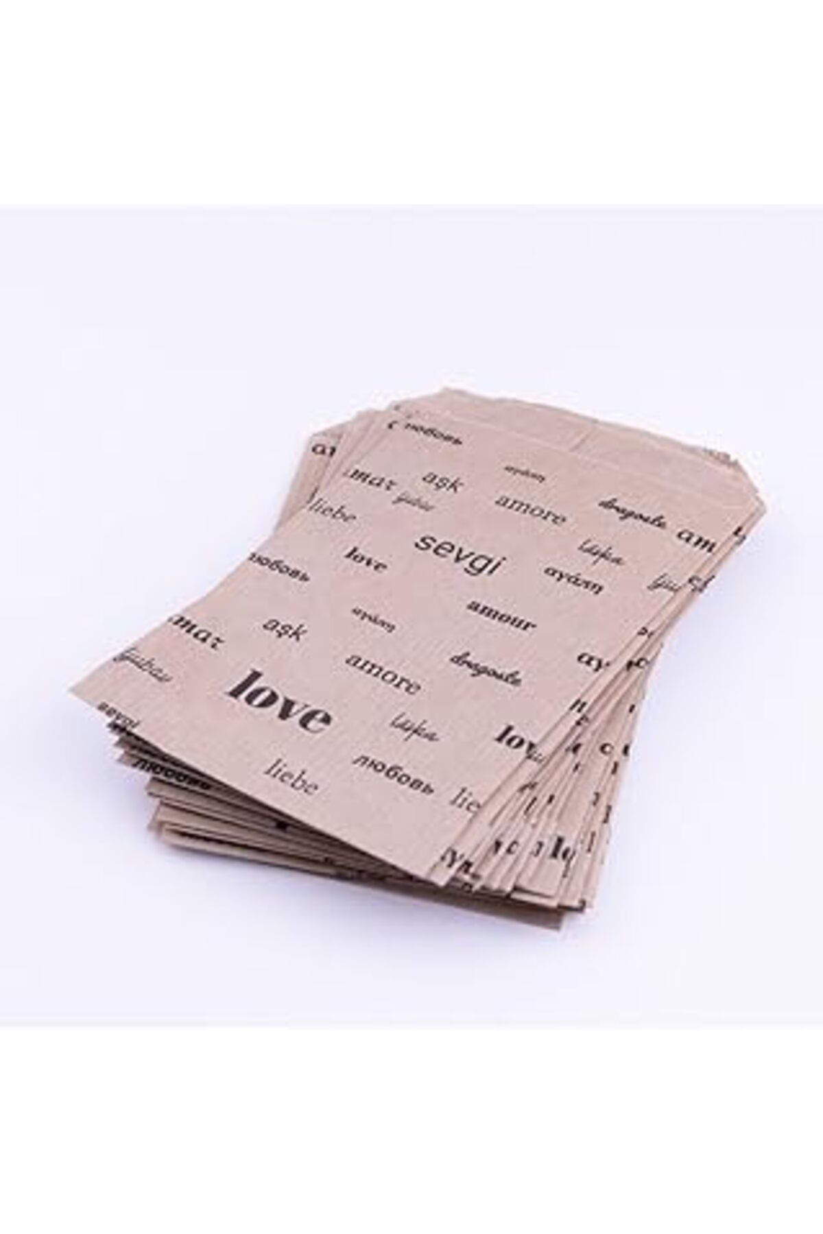 NETWORK ART Bimotif Love Yazılı Kese Kağıdı, Kraft Üzeri Siyah 18X30-10 Adet