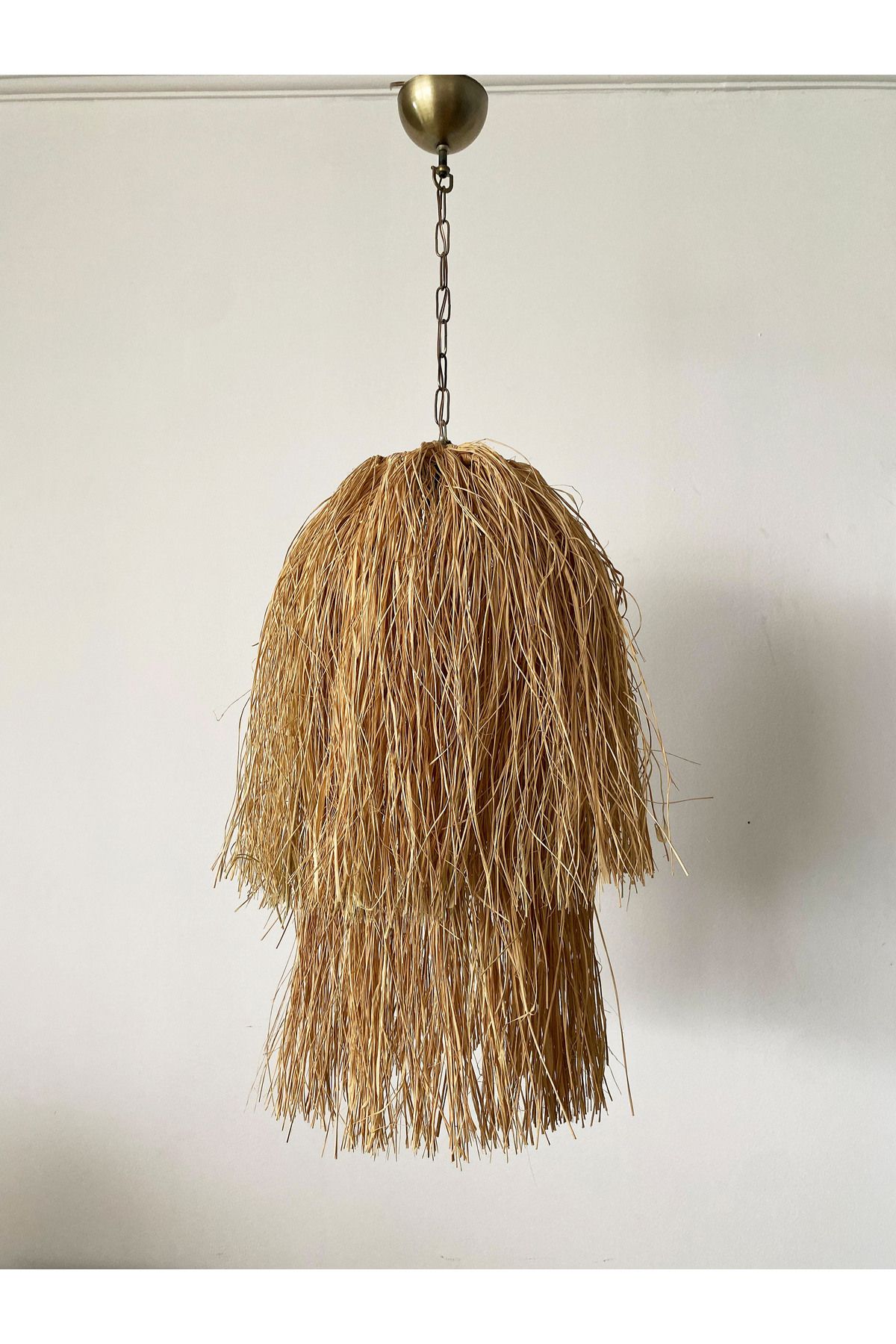 Turkish Belkıs Rattan Rattan Bambu Rafya Hasır Makrome Sarkıt Avize 40x70 cm