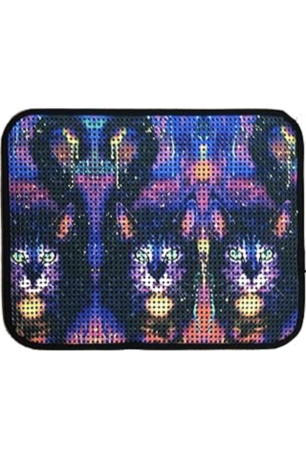 NETWORK ART Miapet Elekli Desenli Kedi Tuvalet Önü Paspası 60 X 45 Cm Üç Kedi