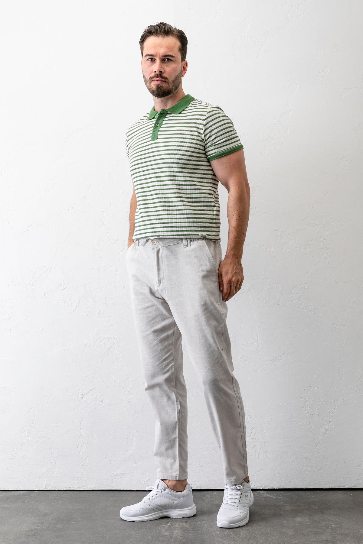 JB John Borners Erkek Beli Ayarlanabilir Cepli Jogger Pantolon Taş - 5060