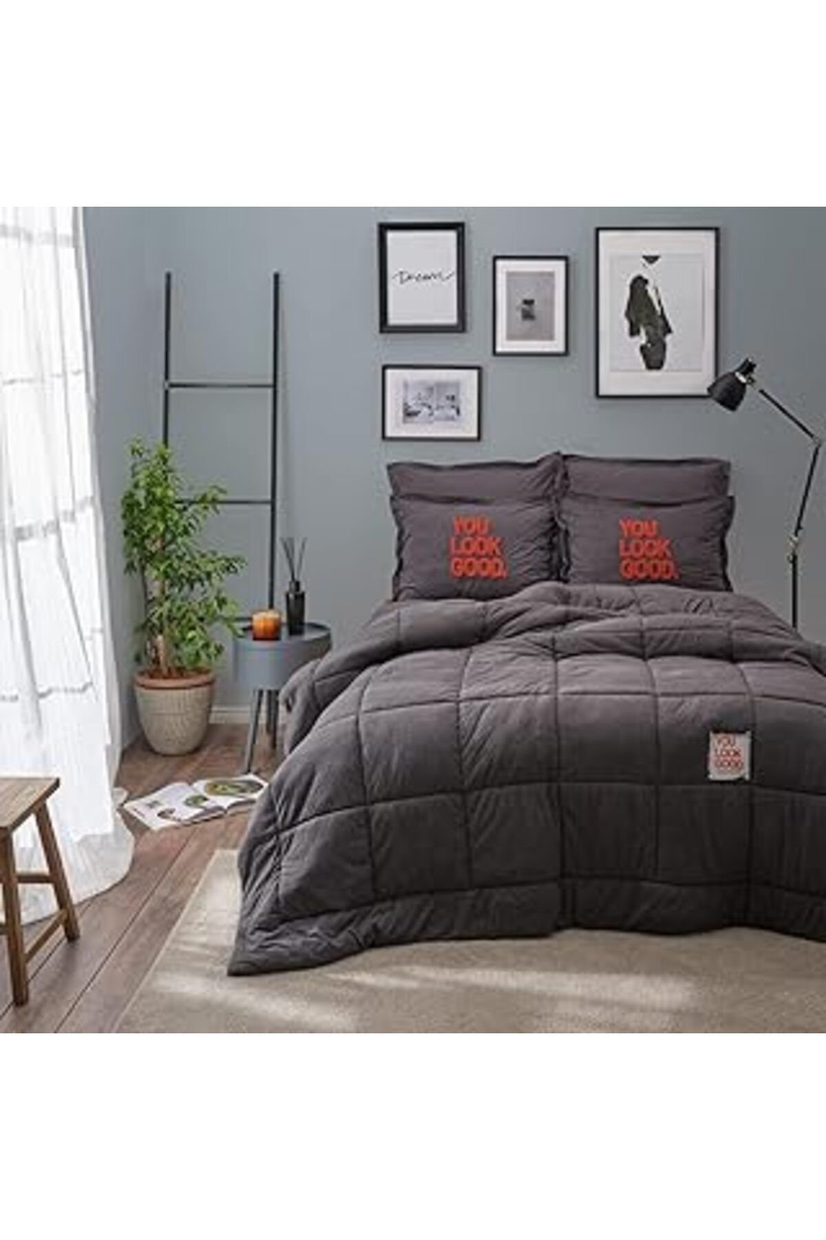 ASİTAN Karaca Home Motto Cotton Comfort Çift Kişilik Antrasit