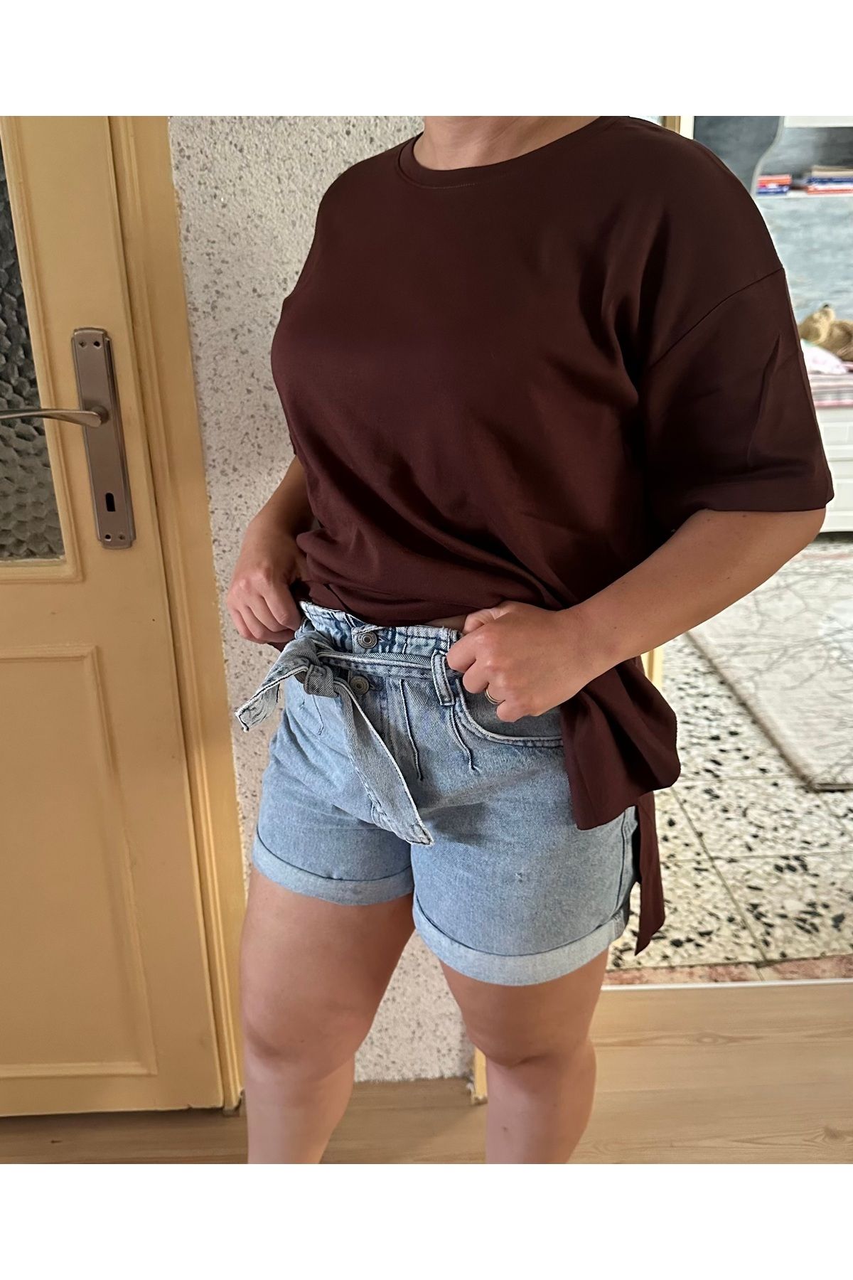 OYERGA MODA Kadın Pamuklu Rahat T-shirt
