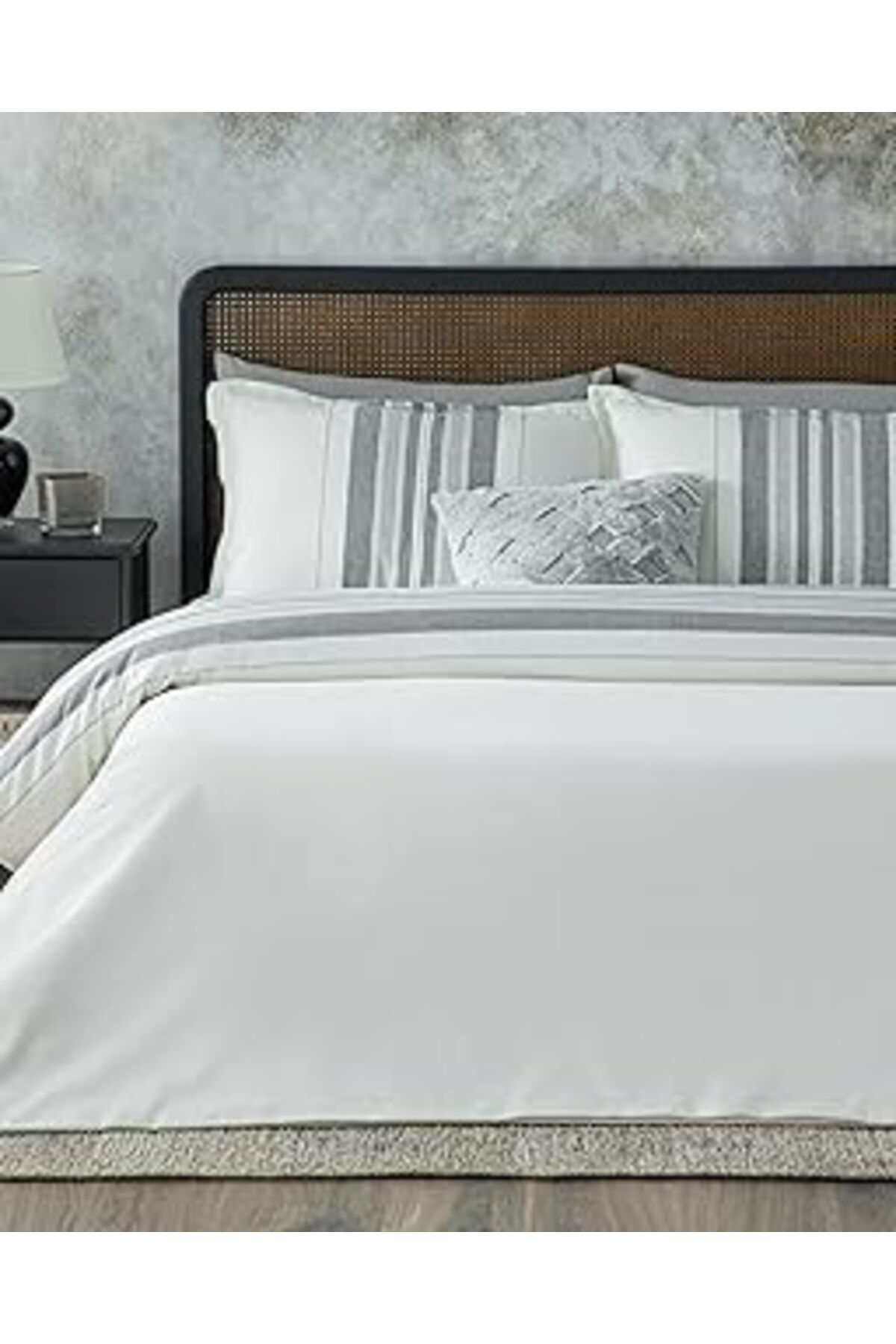 Qedii English Home Grand Shiny İpliği Boyalı Çift Kişilik Nevresim Takımı Gümüş