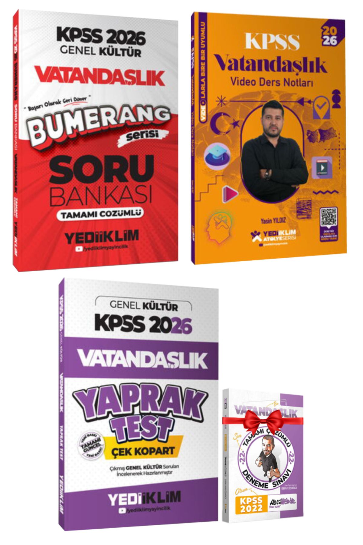 Yediiklim Yayınları 2026 KPSS Genel Kültür Vatandaşlık Soru Bankası+Video Ders Notları+Yaprak Test+Hediye Deneme