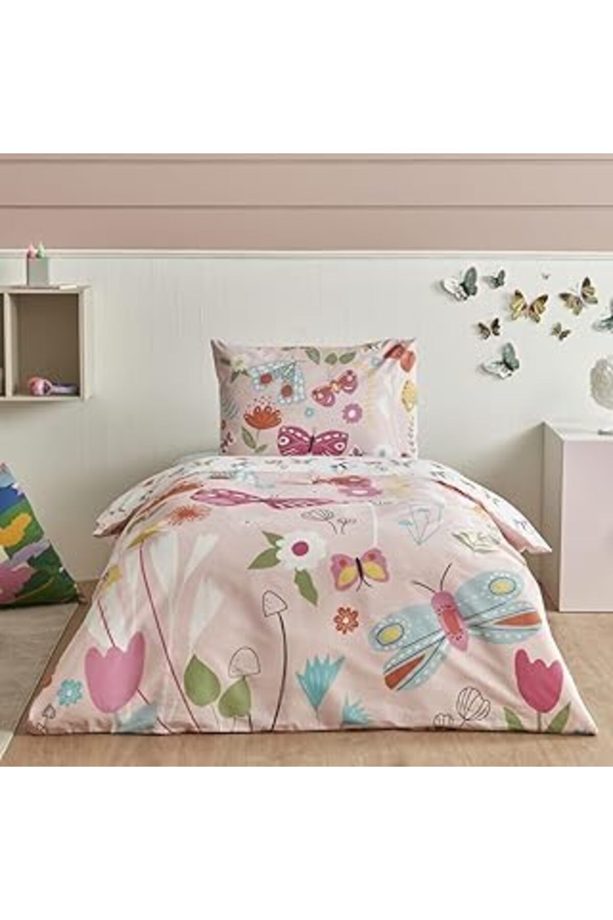 Mu Art Ahşap Home Young Butterfly %100 Pamuk Tek Kişilik Nevresim Takımı