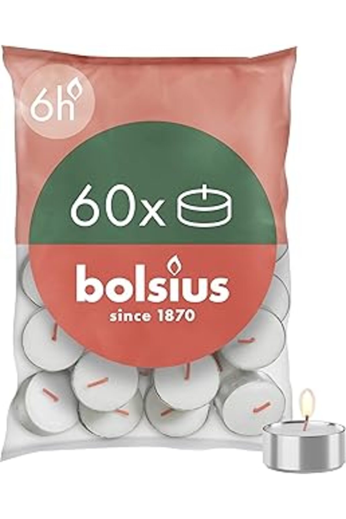 NETWORK ART Bolsius D-Light Tealight Mumları, 60 Adet, Torba Içinde, Yanma Süresi 6 Saat, Dekoratif Ev Mumları,
