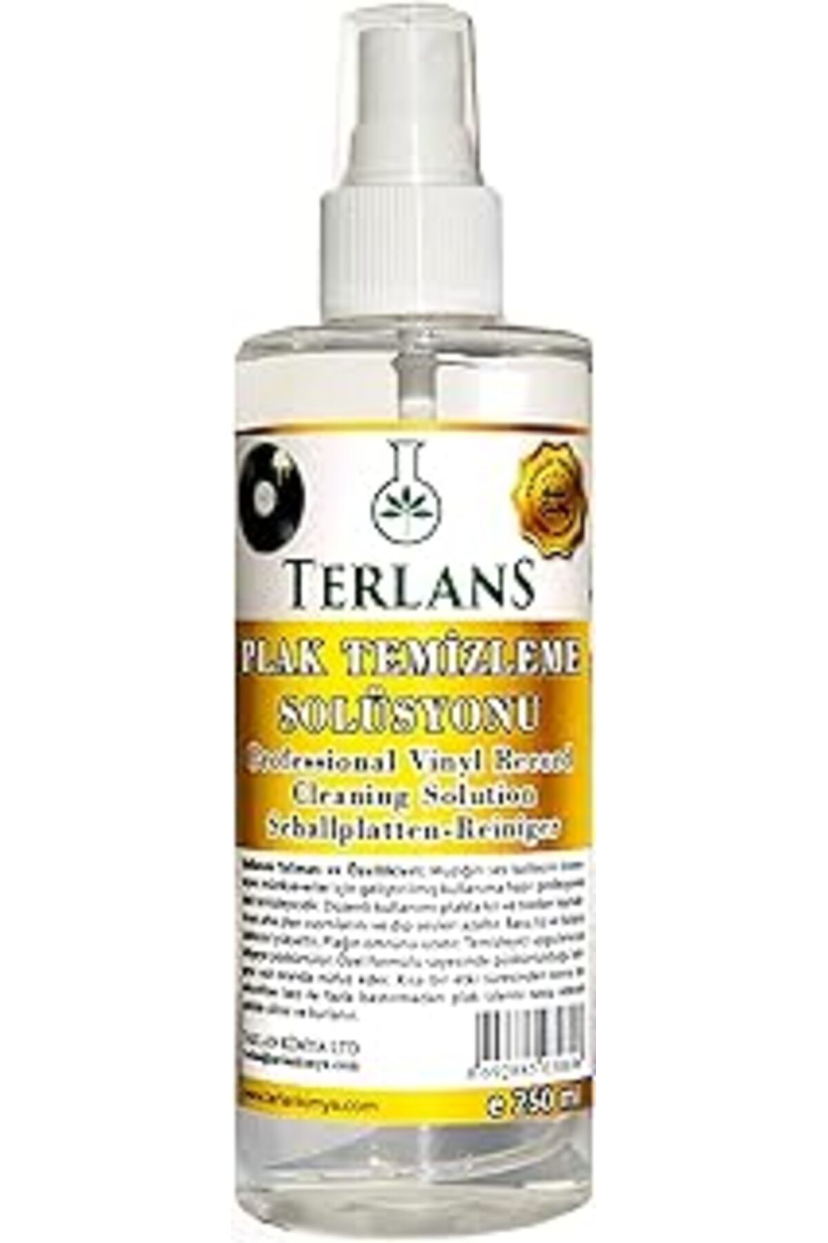 ASİTAN Terlans Retro Plak Temizleyici (Gramofon Pikap & Plak Çalar) 250 Ml & Hassas Yüzey Bezi Vinyl Recor