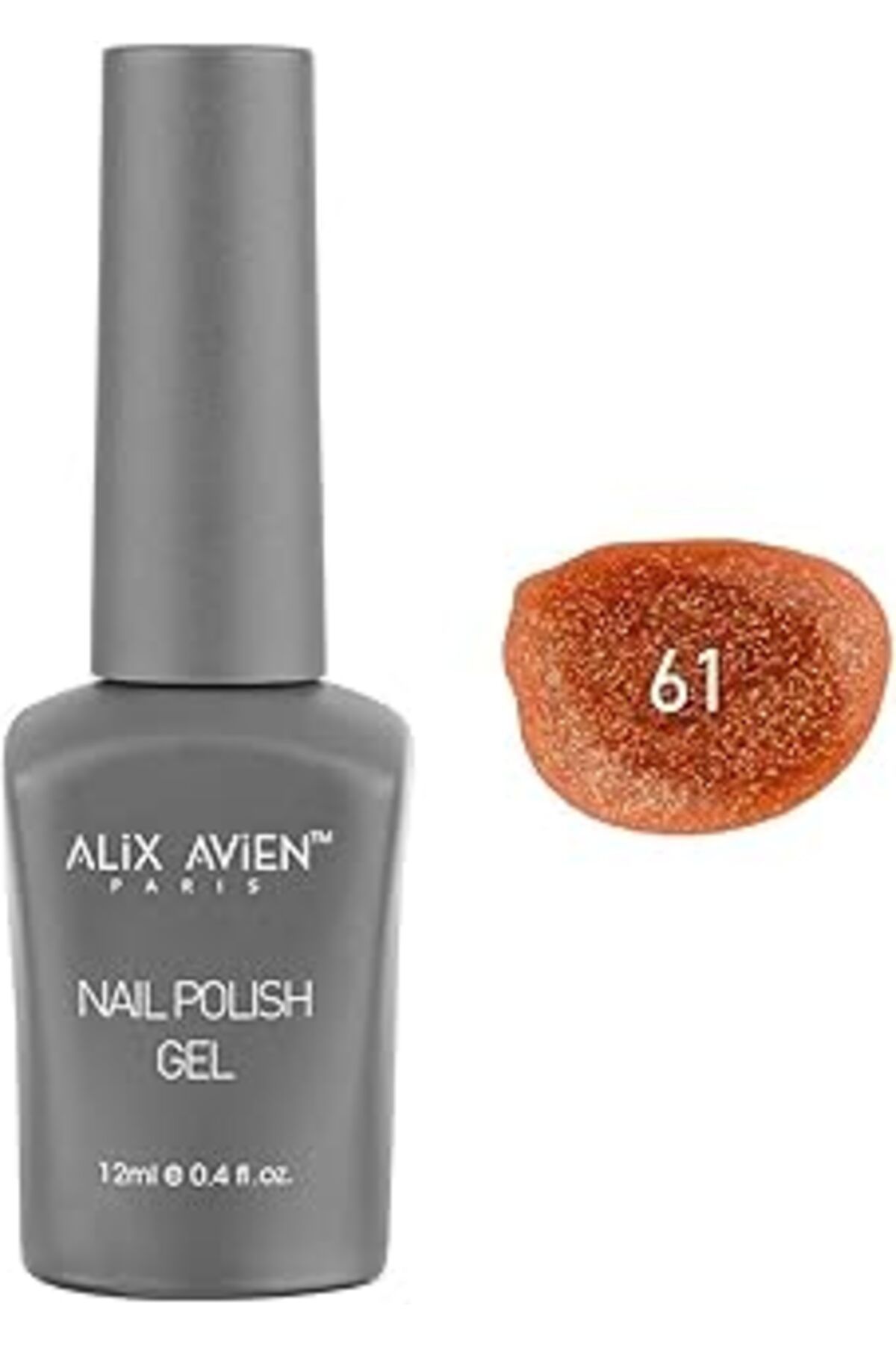 Qedii Alix Avien Işıltılı Turuncu Kalıcı Oje 61-Yoğun Renk Veren Jel Oje 12 Ml-Nail Uv Gel Polish 61