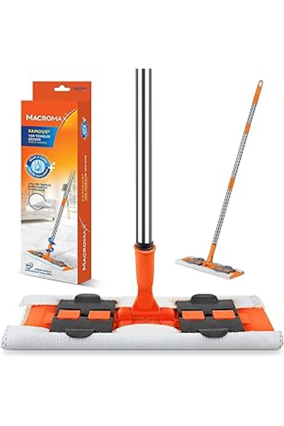ASİTAN Macromax Famous + Düz Mop Yer Temizlik Sistemi, Islak Ve Kuru Kullanım, 360 Döner Başlıklı Pratik P