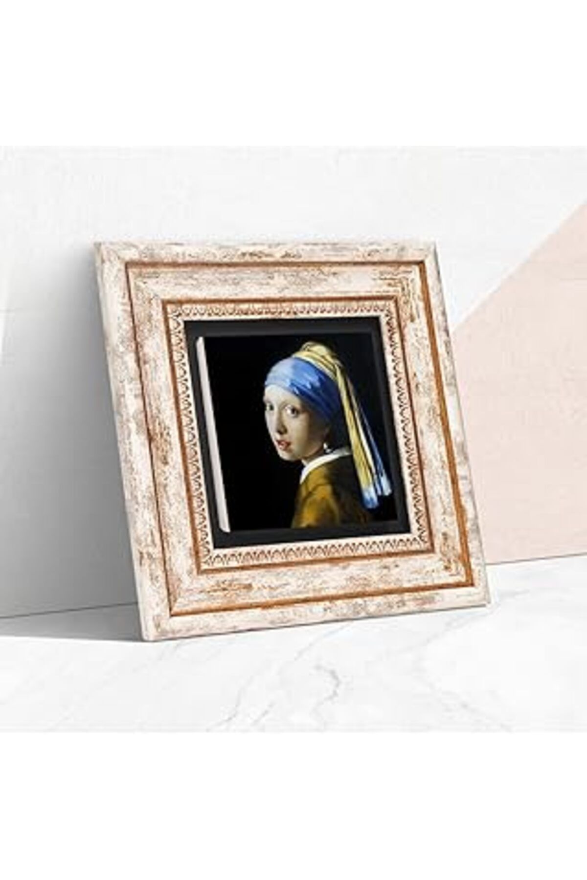 NETWORK ART Pinecone Johannes Vermeer İnci Küpeli Kız Taş Duvar Tablosu - Çerçeveli Taş Tablo - Dekoratif Duvar