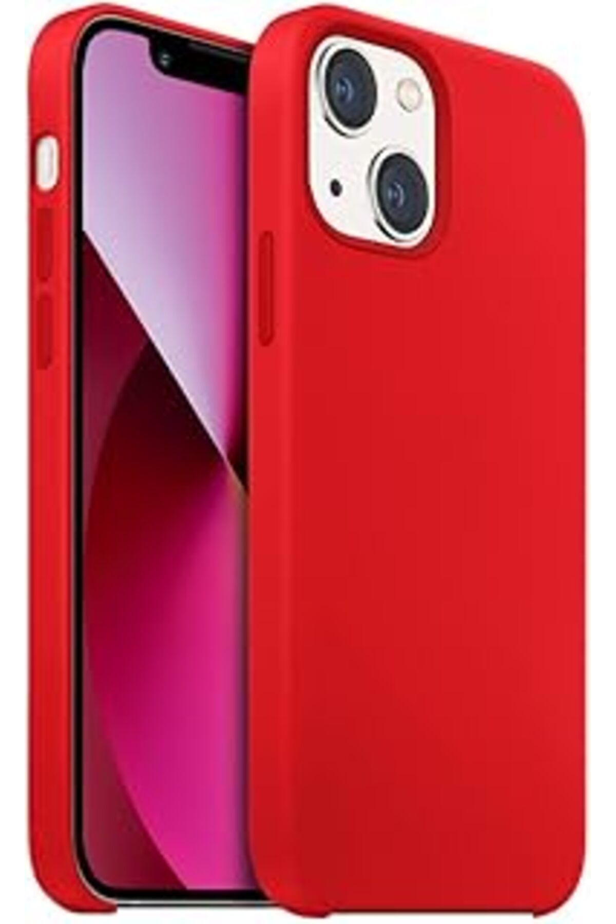 Qedii Buff Iphone 13 Rubber Fit Kılıf, Kırmızı