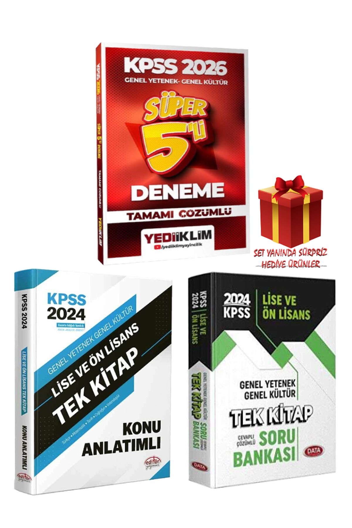 Yediiklim Yayınları 2026 KPSS GYGK Süper 5'li Deneme+Tek Kitap Konu Anlatımlı+Tek Kitap Soru Bankası+Hediye