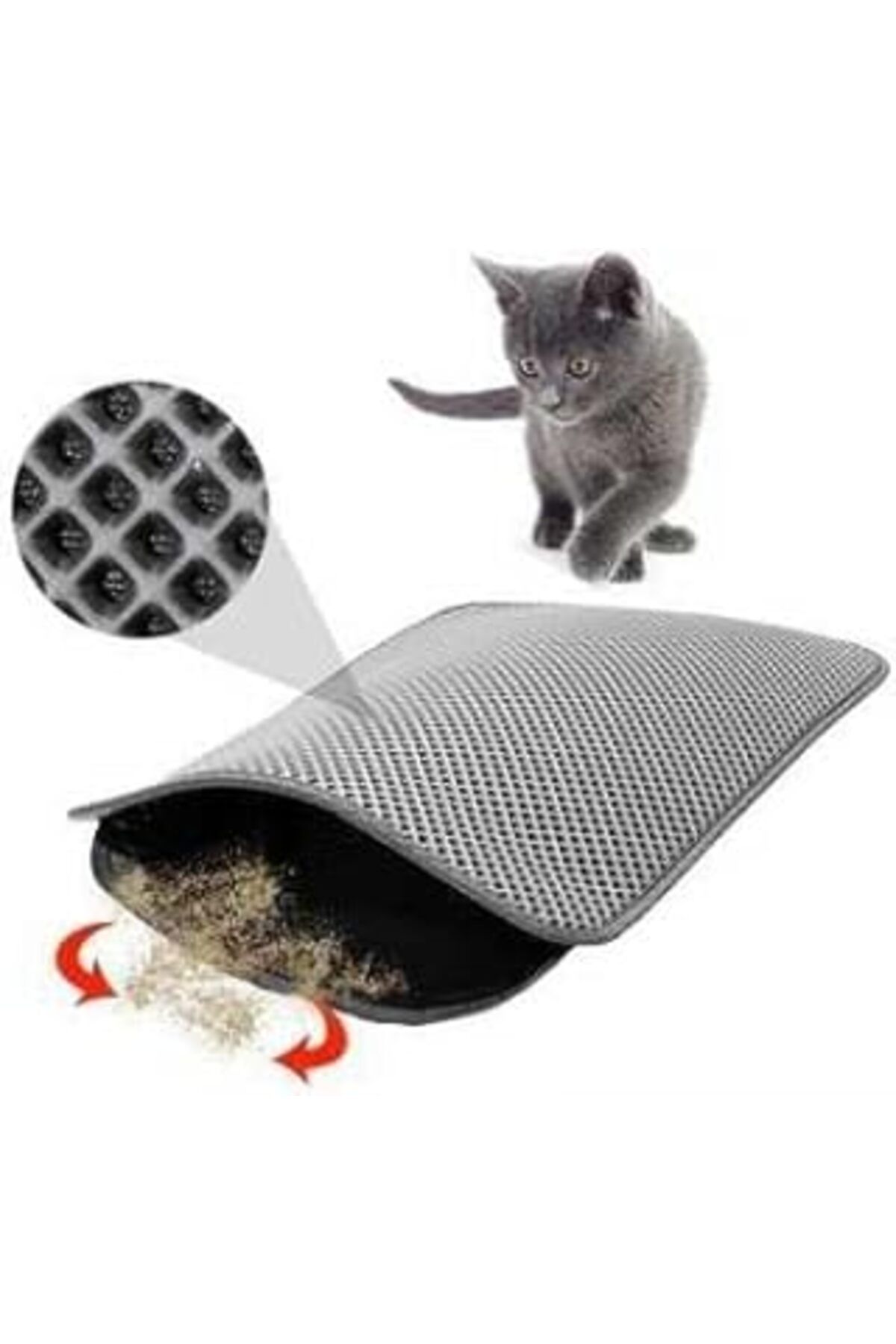 NETWORK ART Miapet Elekli Kedi Tuvalet Önü Paspası 60 X 45 Cm Gri