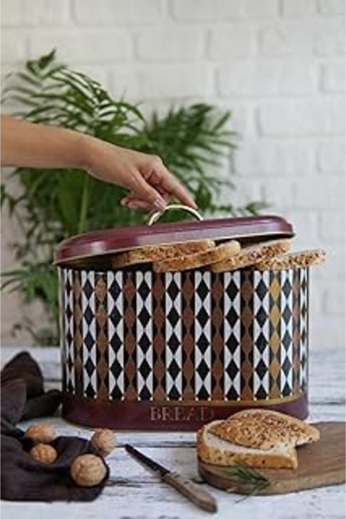 ASİTAN Evle-Metal Oval Ekmeklik, Ekmek Sepeti, Ekmek Kutusu, Circus (Circus Bread)