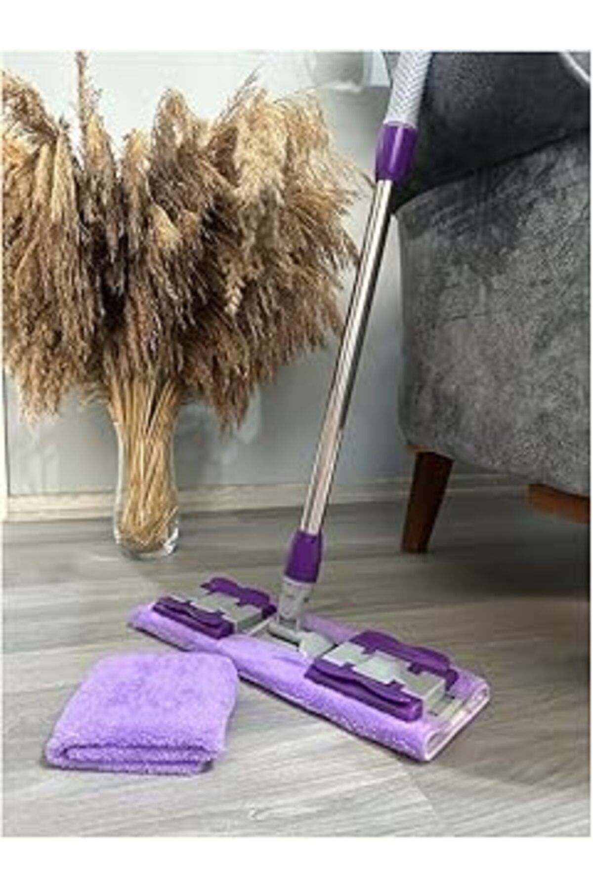 ASİTAN Sihirli Mop Yer Fayans Duvar Yüzey Temizlik Mikrofiber Mandallı Mop, Teleskopik Saplı İstediğin Bez